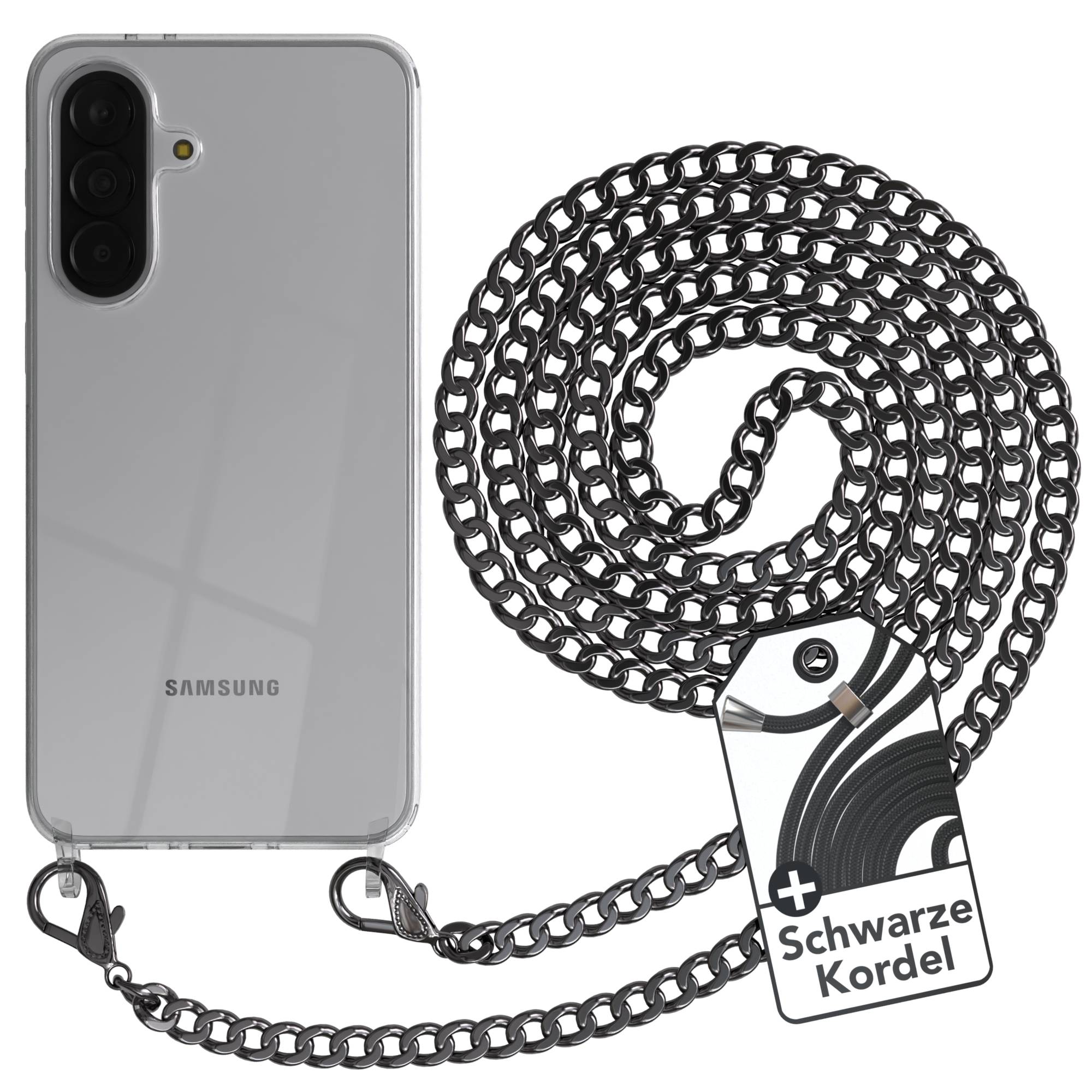 Samsung Galaxy A37 Handykette TPU Hülle schwarze Metallkordel EAZY CASE