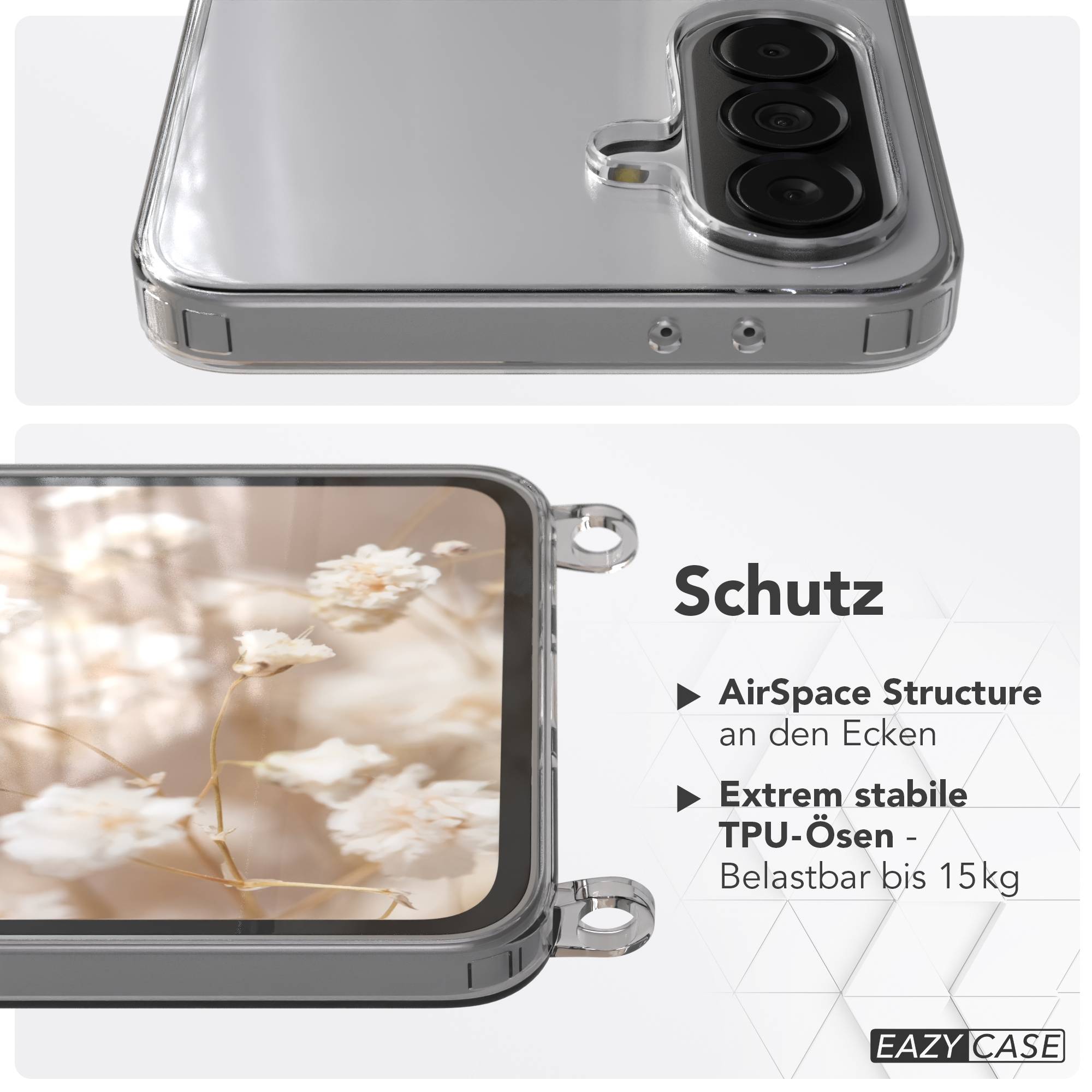 Samsung Galaxy A37 Handykette mit verstellbarem Boho Band Umhängeriemen #farbe_beere-rosa-metallfarbe-gold