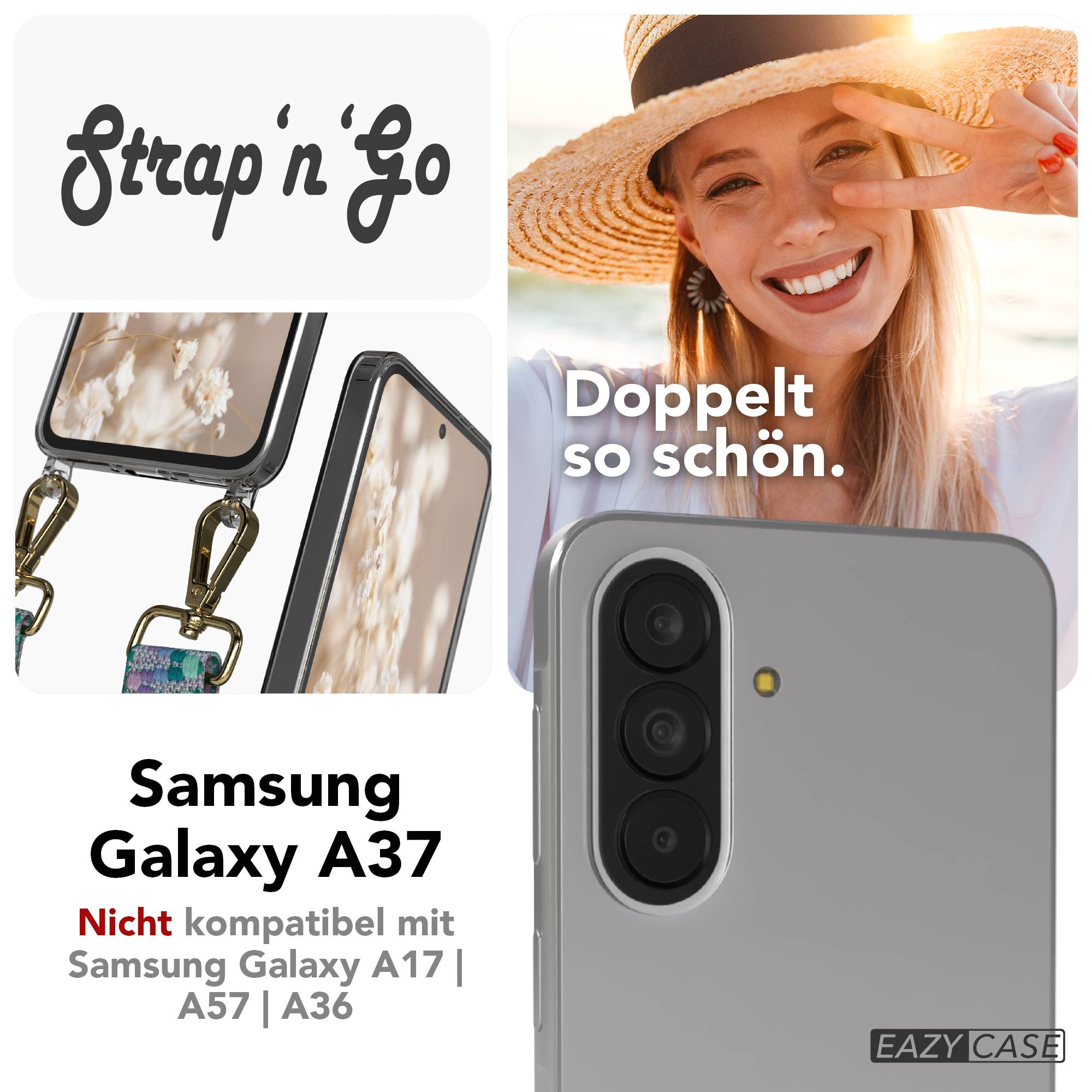 Samsung Galaxy A37 Handykette mit verstellbarem Boho Band Umhängeriemen