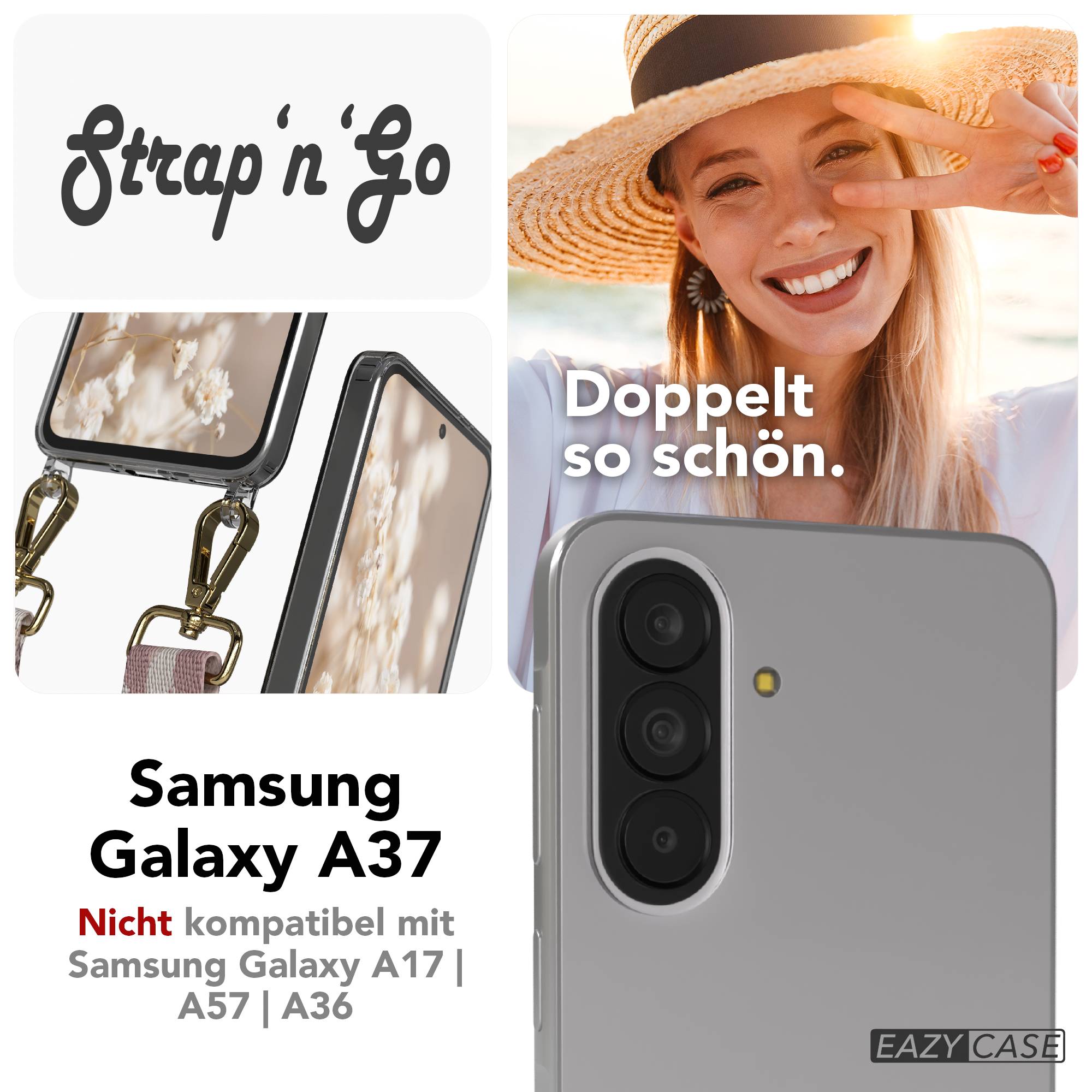 Samsung Galaxy A37 Handykette mit Boho Band verstellbar zum Umhängen