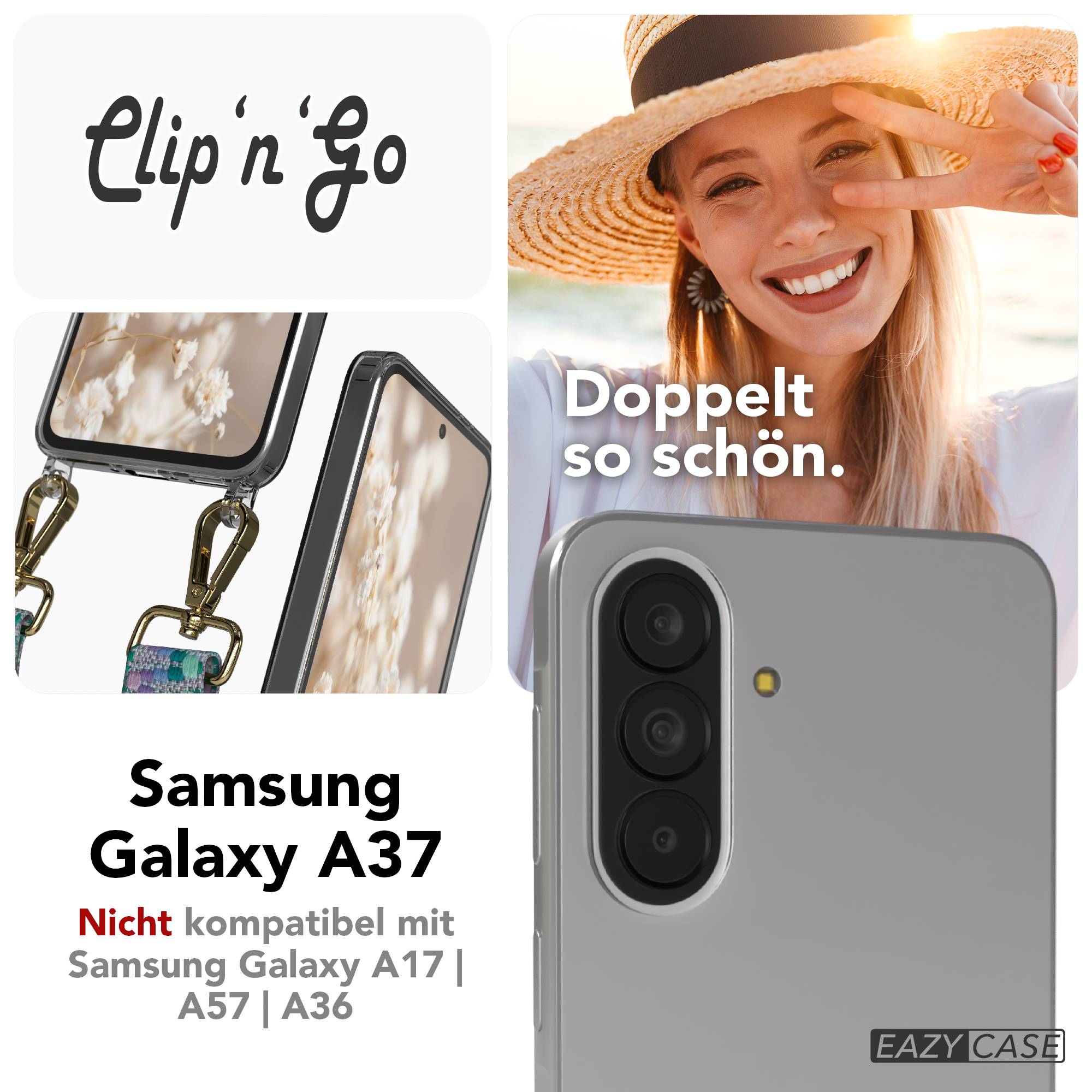 Samsung Galaxy A37 Handykette mit MagSafe und Boho Trageriemen Set