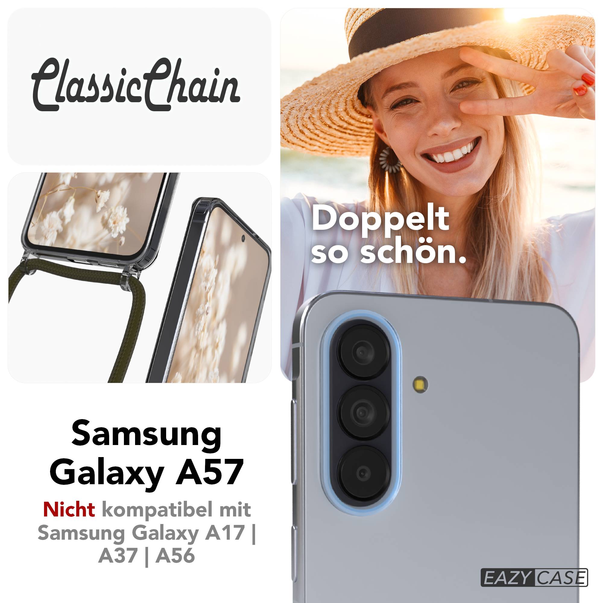 Samsung Galaxy A57 transparente Handykette mit verstellbarer Kordel zum Umhängen