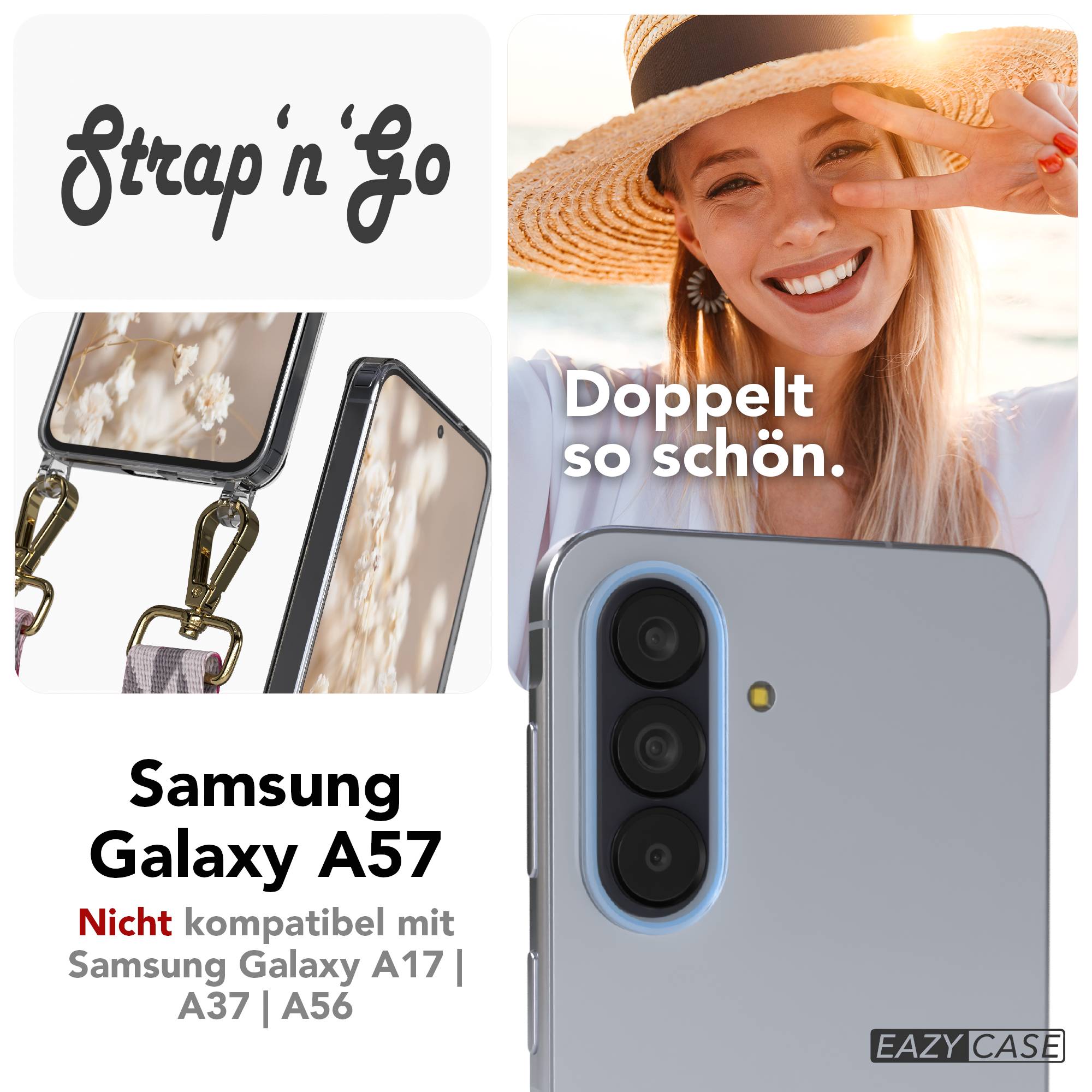 Samsung Galaxy A57 Handykette mit Boho Band verstellbar