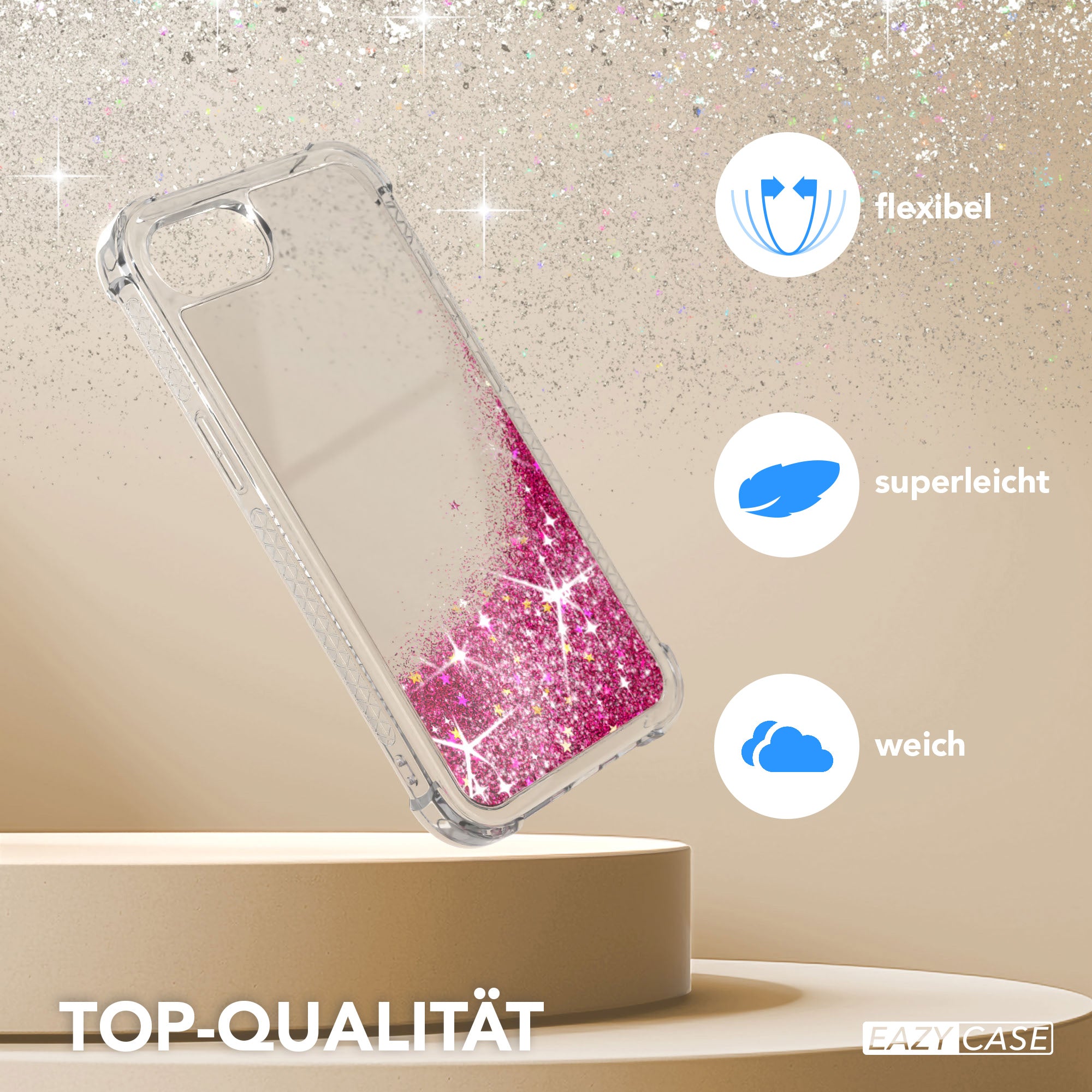 Apple iPhone 17e Glitzerhülle TPU transparent mit Glitzereffekt EAZY CASE