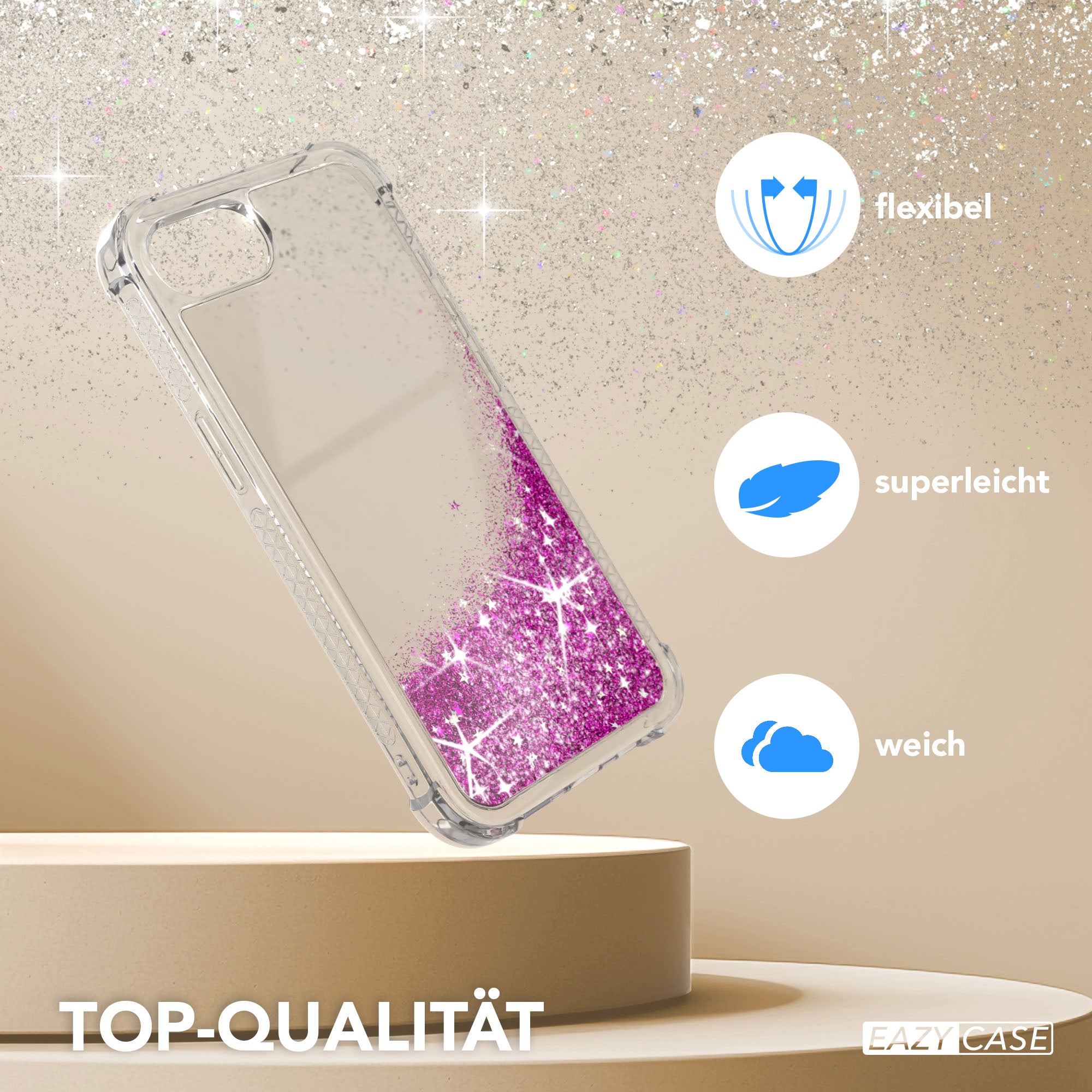 Apple iPhone 17e Glitzerhülle TPU transparent mit Glitzereffekt EAZY CASE
