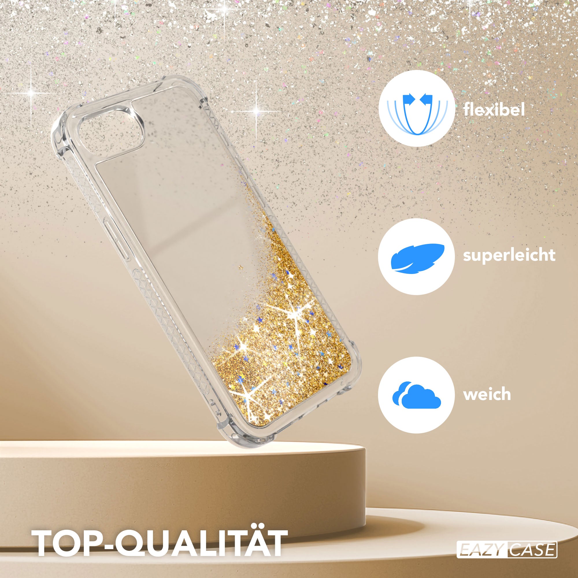 Apple iPhone 17e Glitzerhülle TPU transparent mit Glitzereffekt EAZY CASE