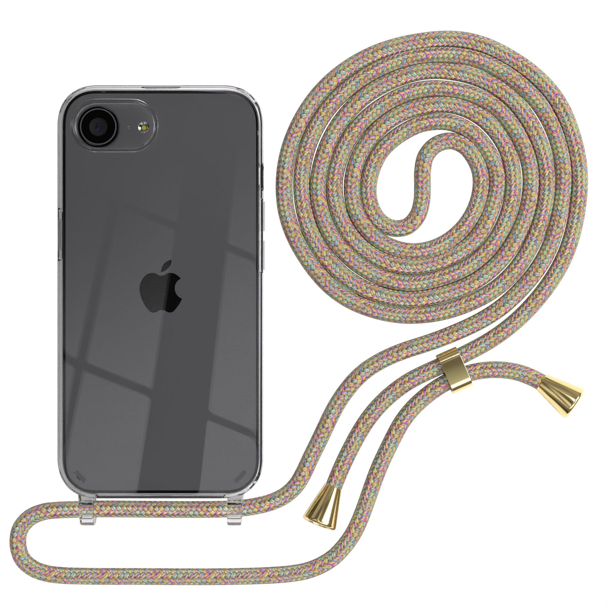 Apple iPhone 17e transparente Handykette mit TPU Hülle und verstellbarer Kordel