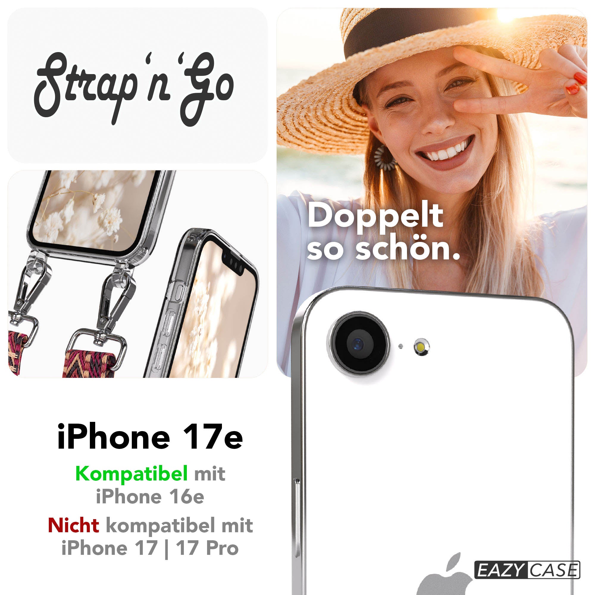 iPhone 17e Handykette mit Boho Band verstellbarer Trageriemen EAZY CASE
