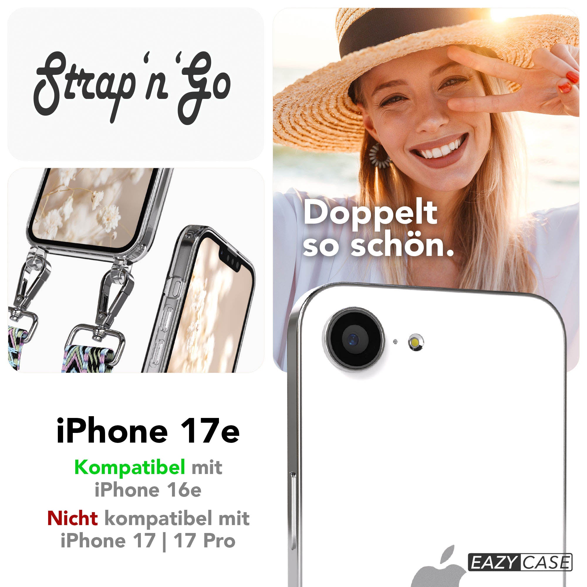 iPhone 17e Handykette mit Boho Band verstellbarer Trageriemen EAZY CASE