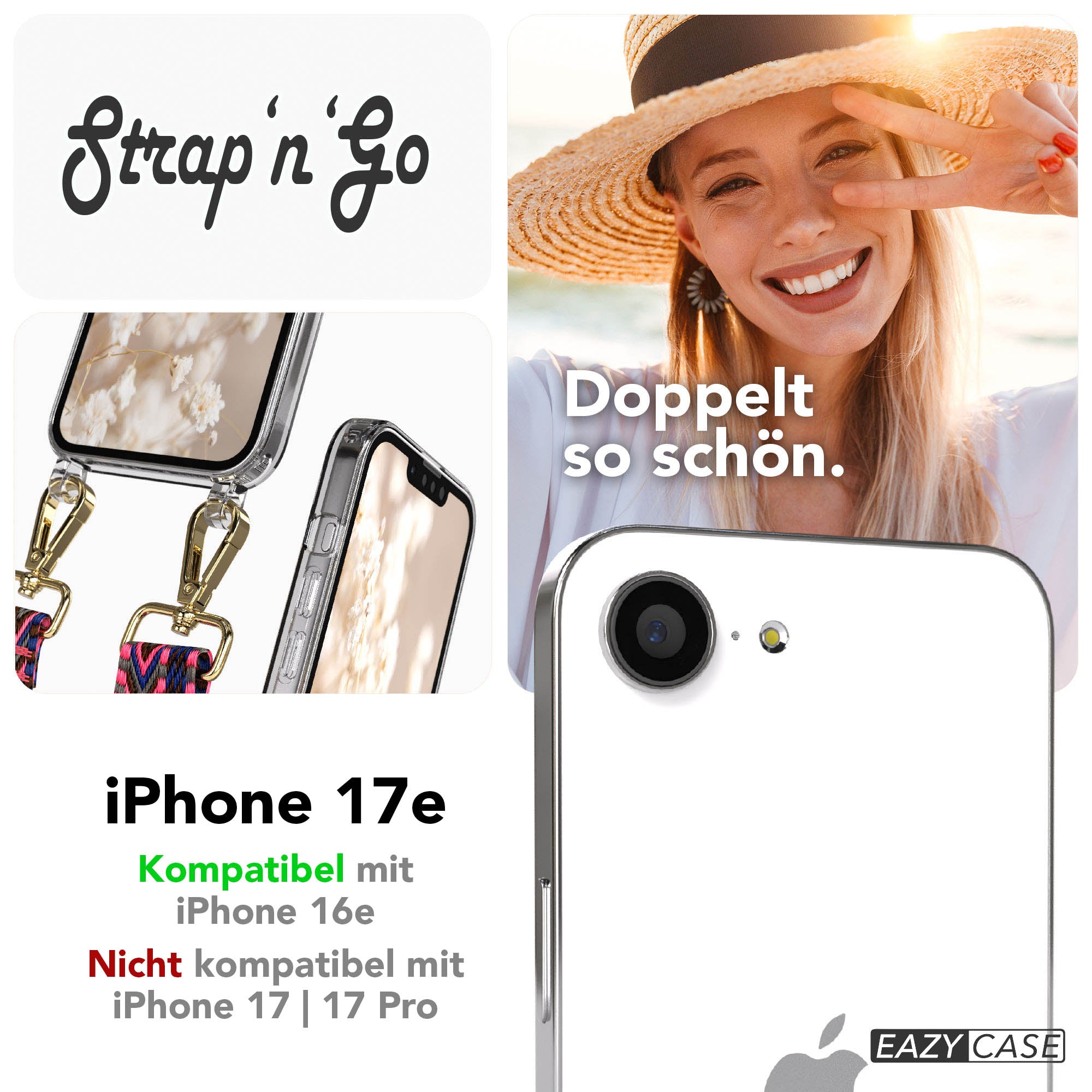 iPhone 17e Handykette mit Boho Band verstellbarer Trageriemen EAZY CASE