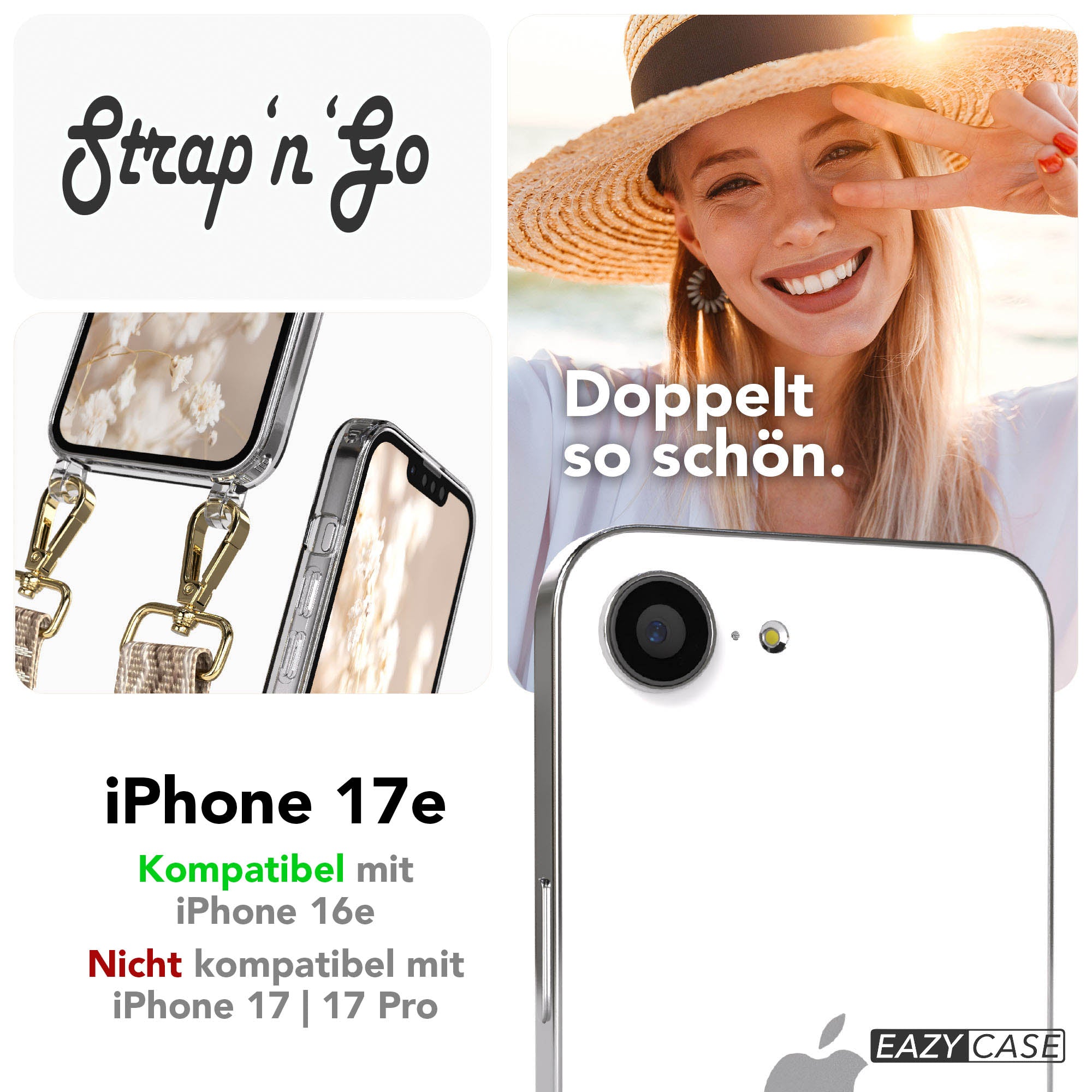iPhone 17e Handykette mit Boho Band verstellbarer Trageriemen EAZY CASE