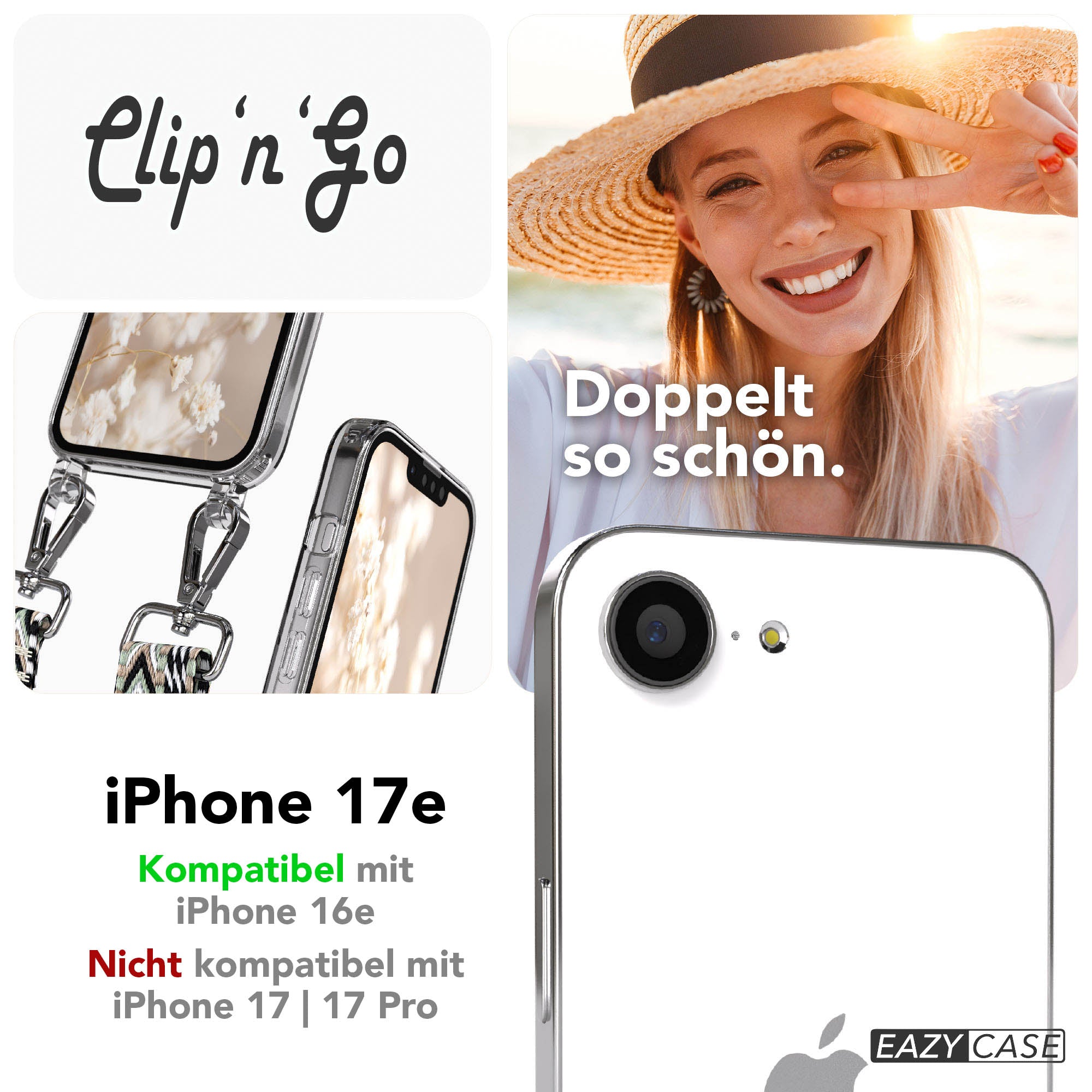 iPhone 17e MagSafe Handykette mit Boho Band verstellbar