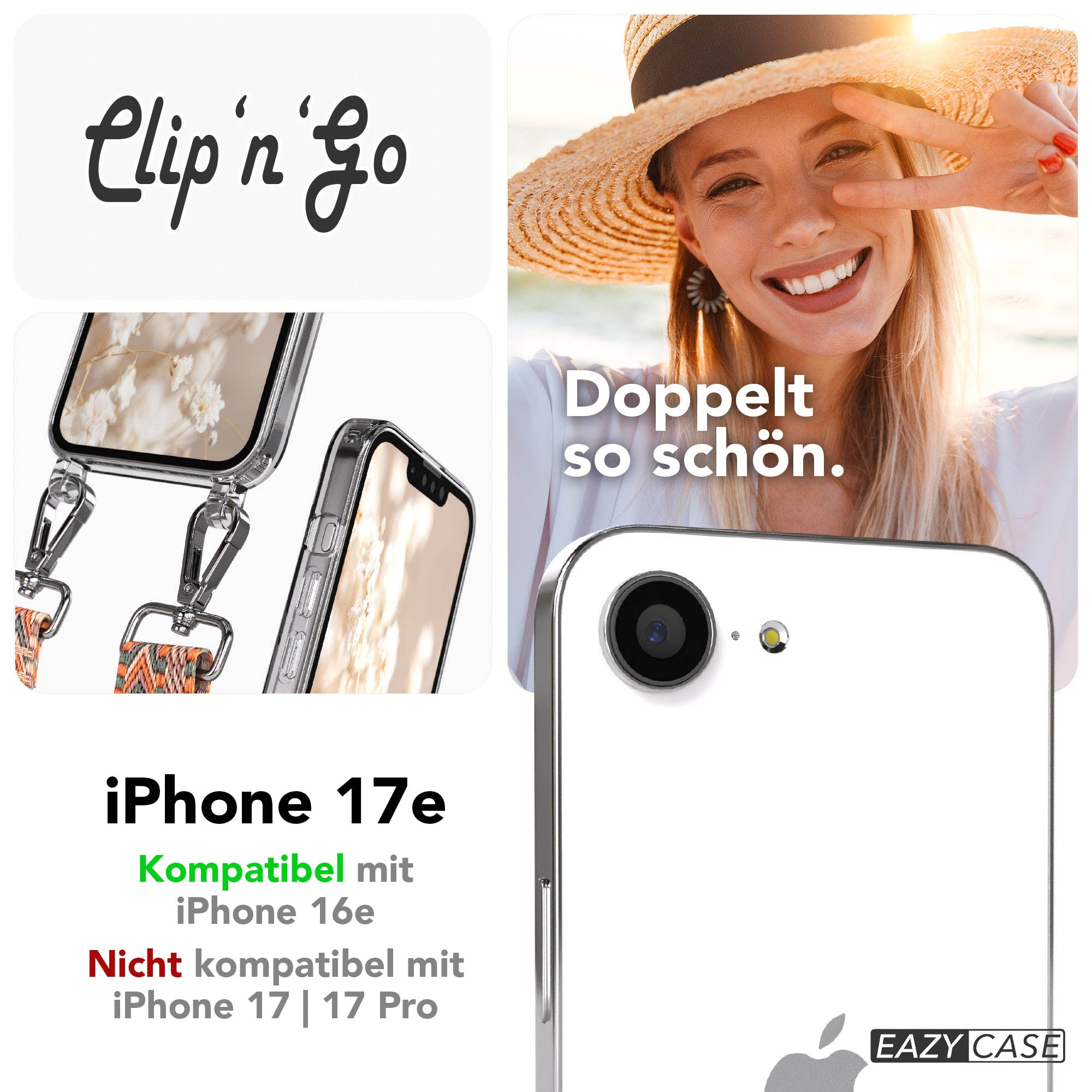 iPhone 17e MagSafe Handykette mit Boho Band verstellbar