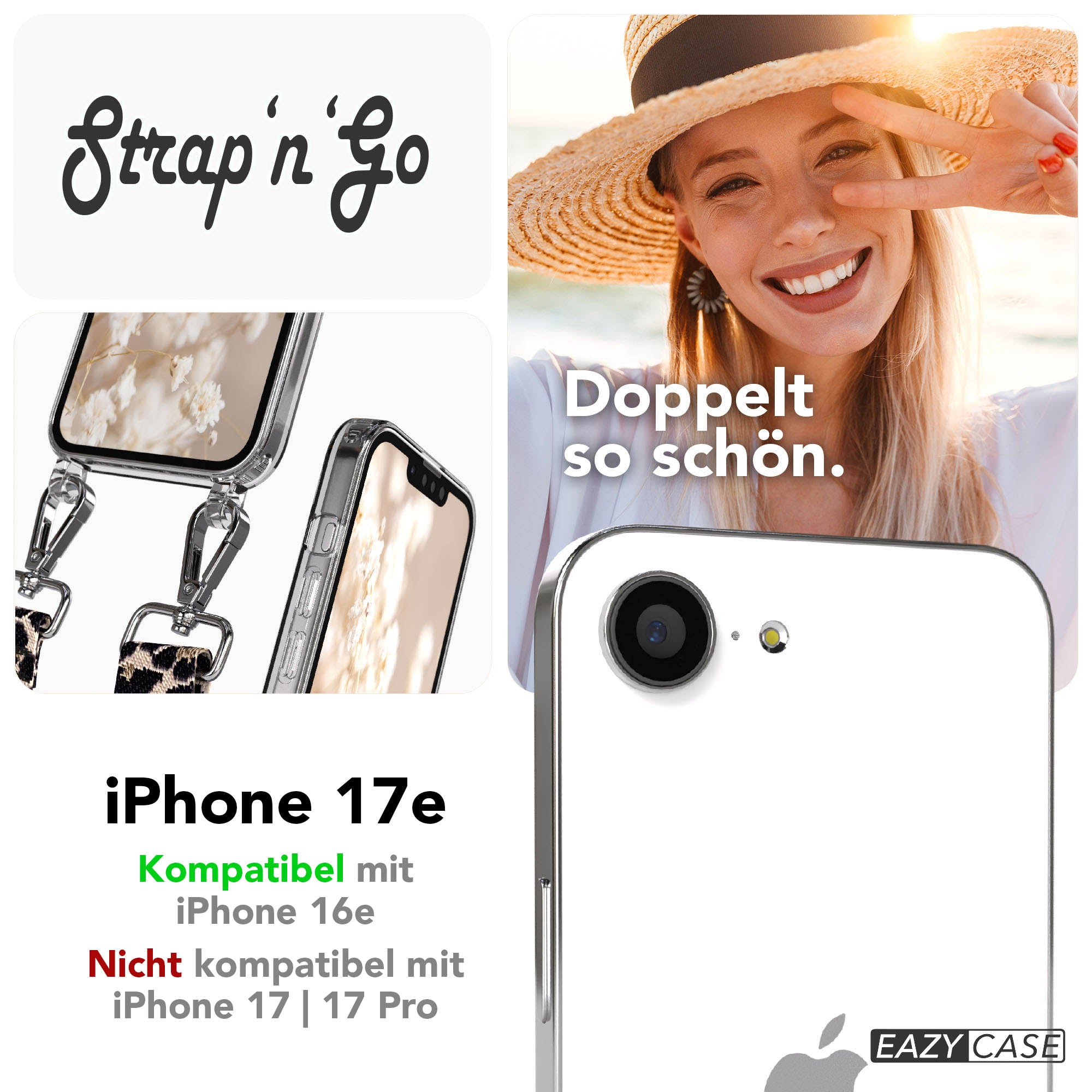 iPhone 17e Handykette mit verstellbarem Boho Band von EAZY CASE