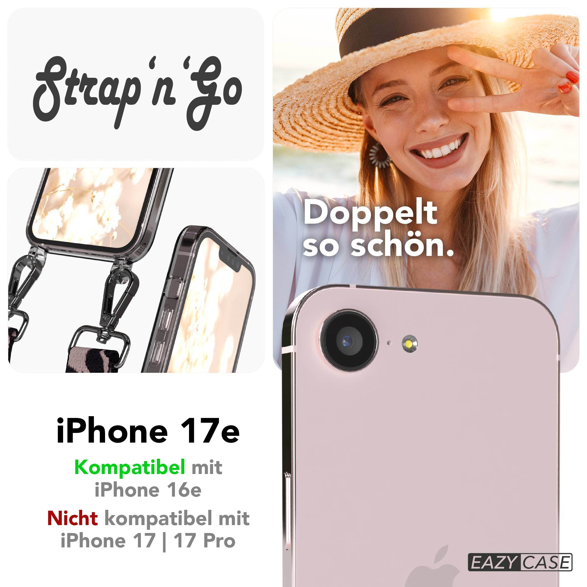 iPhone 17e Handykette mit verstellbarem Boho Band von EAZY CASE
