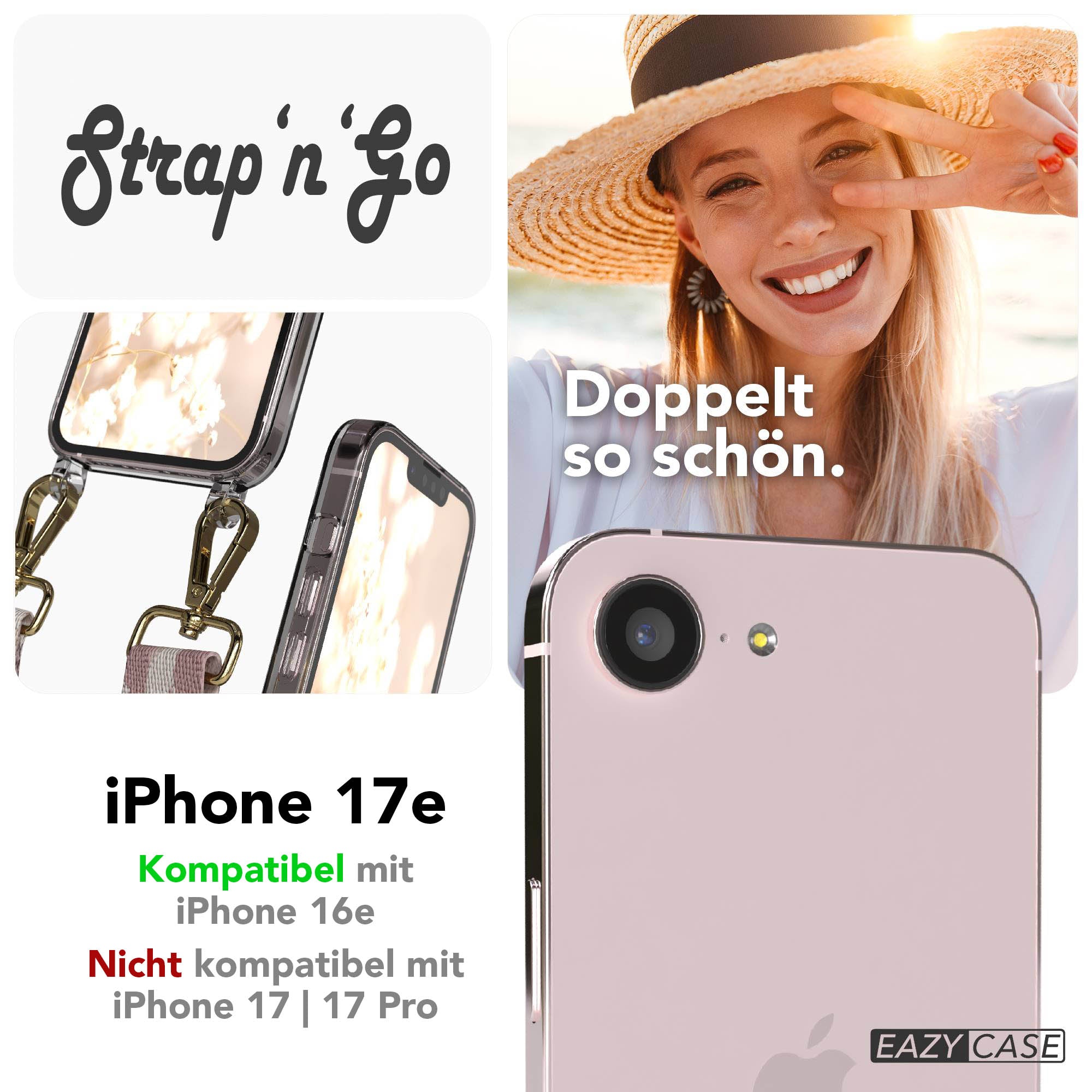 iPhone 17e Handykette mit verstellbarem Boho Band von EAZY CASE