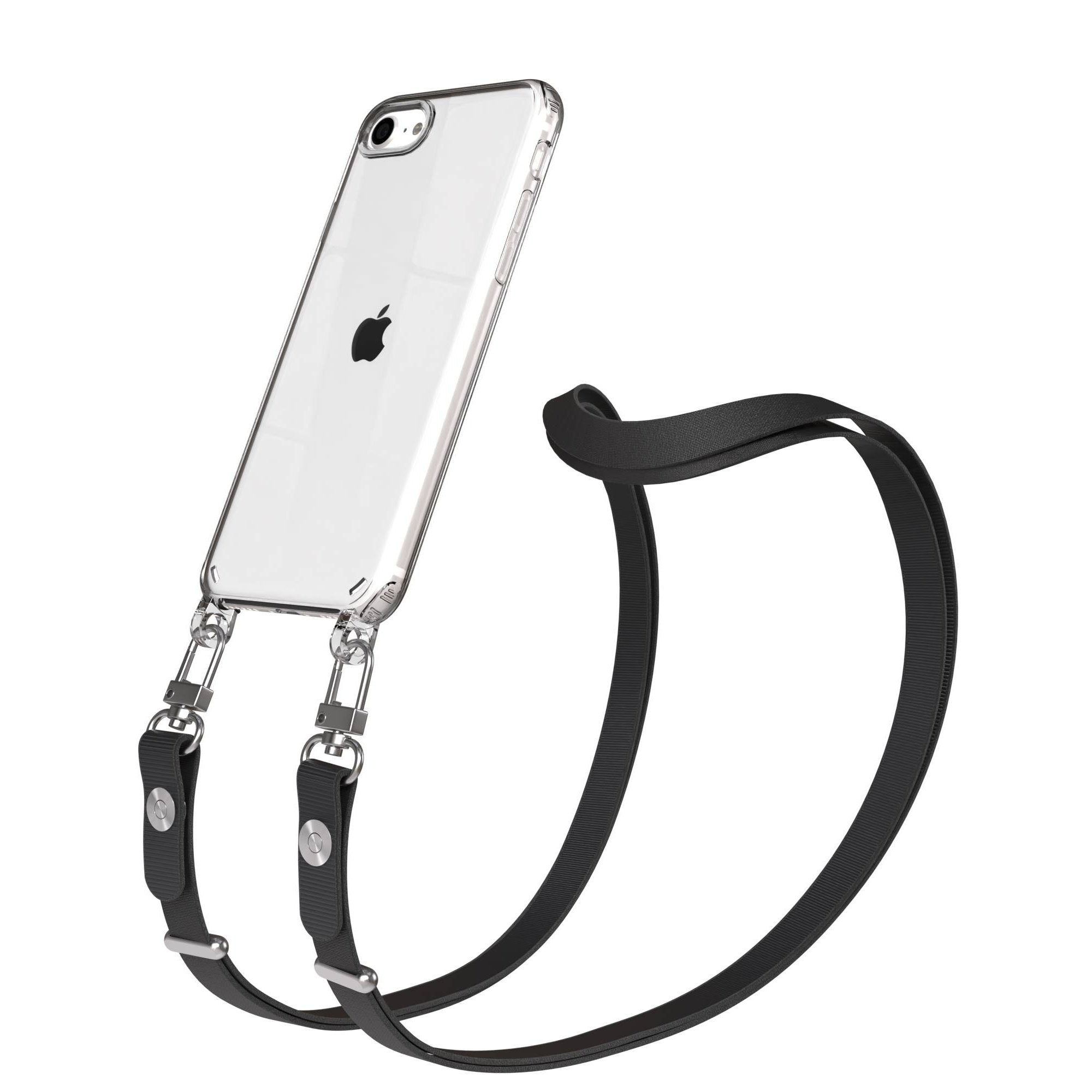 iPhone SE Schutzhülle mit magnetisch verstellbarem Crossbody-Umhängeband #farbe_schwarz