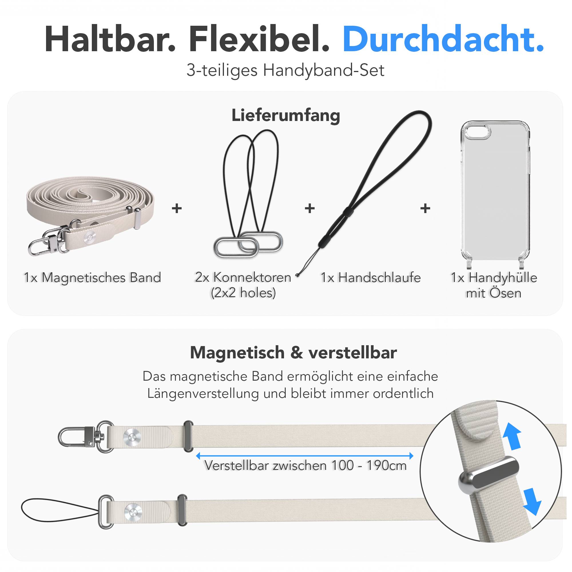 iPhone SE Schutzhülle mit magnetisch verstellbarem Crossbody-Umhängeband