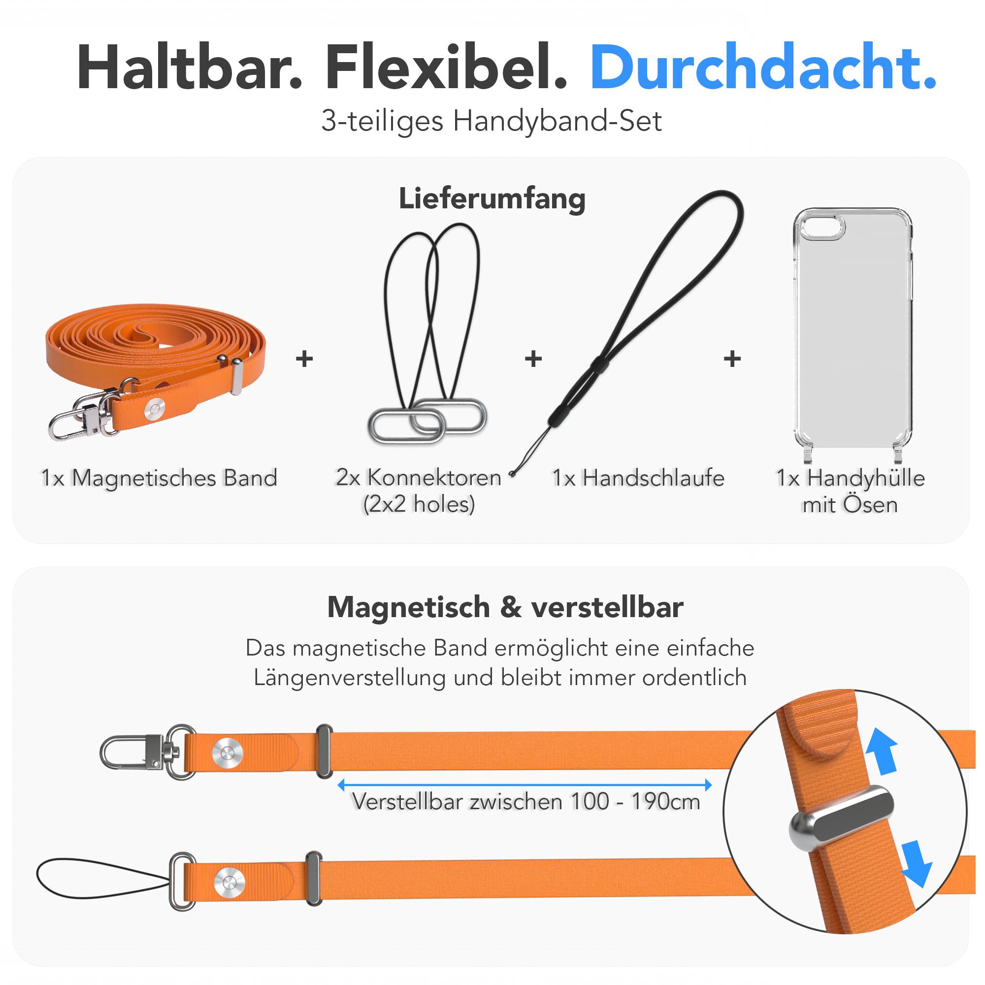 iPhone SE Schutzhülle mit magnetisch verstellbarem Crossbody-Umhängeband