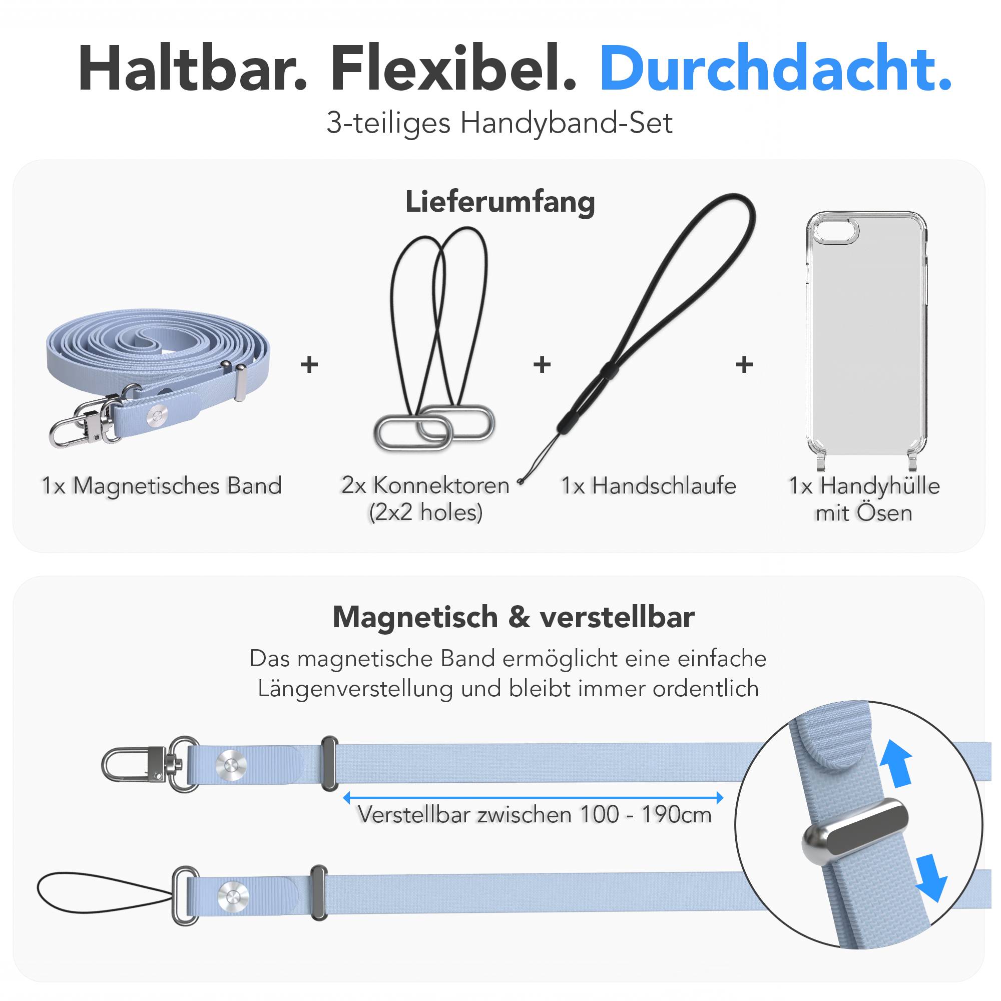 iPhone SE Schutzhülle mit magnetisch verstellbarem Crossbody-Umhängeband