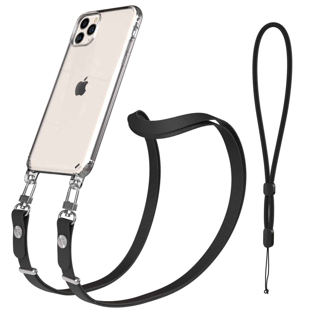 Apple iPhone 11 Pro Max Schutzhülle mit magnetischer Crossbody Handykette zum Umhängen #farbe_schwarz