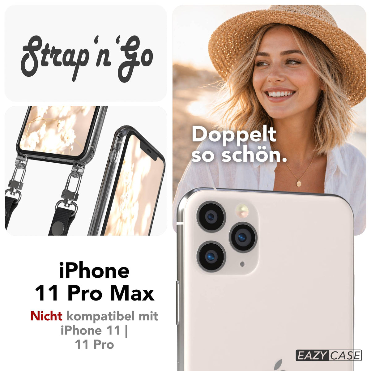 Apple iPhone 11 Pro Max Schutzhülle mit magnetischer Crossbody Handykette zum Umhängen