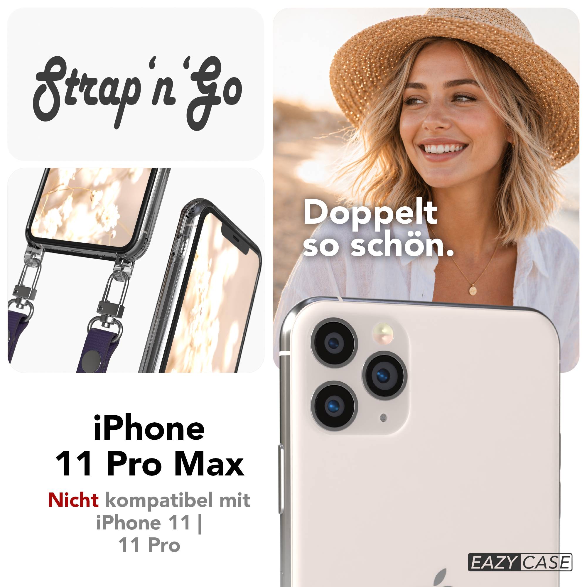 Apple iPhone 11 Pro Max Schutzhülle mit magnetischer Crossbody Handykette zum Umhängen