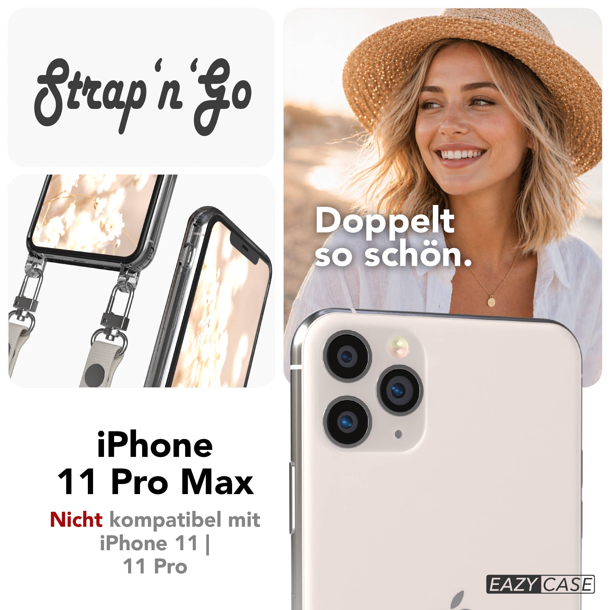 Apple iPhone 11 Pro Max Schutzhülle mit magnetischer Crossbody Handykette zum Umhängen