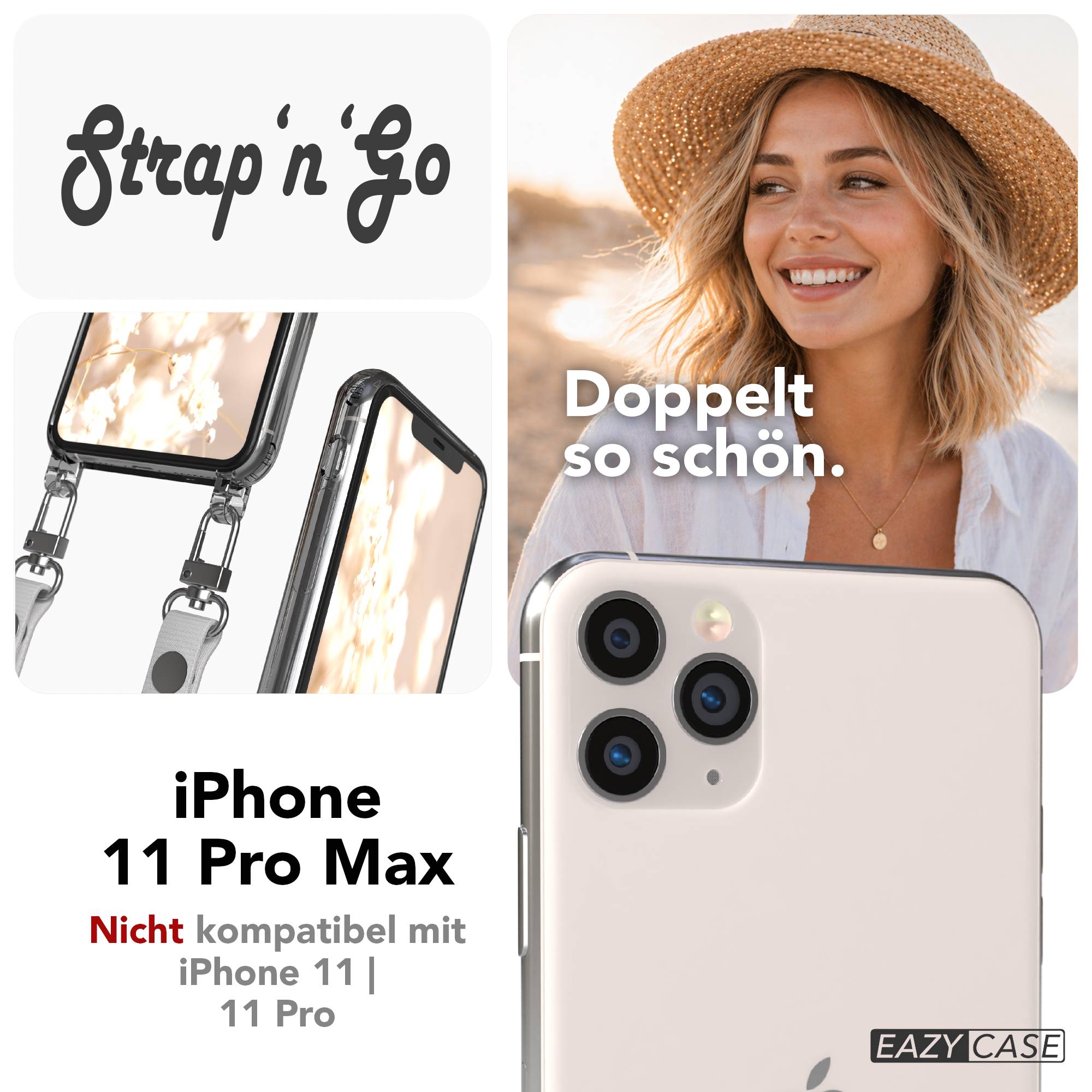 Apple iPhone 11 Pro Max Schutzhülle mit magnetischer Crossbody Handykette zum Umhängen