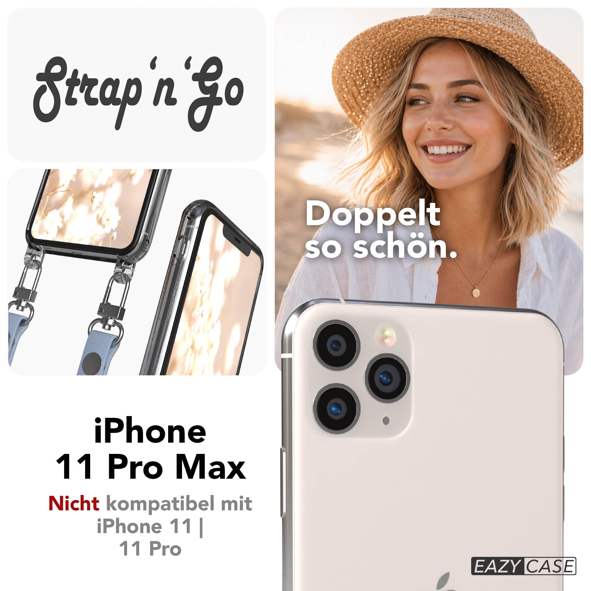 Apple iPhone 11 Pro Max Schutzhülle mit magnetischer Crossbody Handykette zum Umhängen