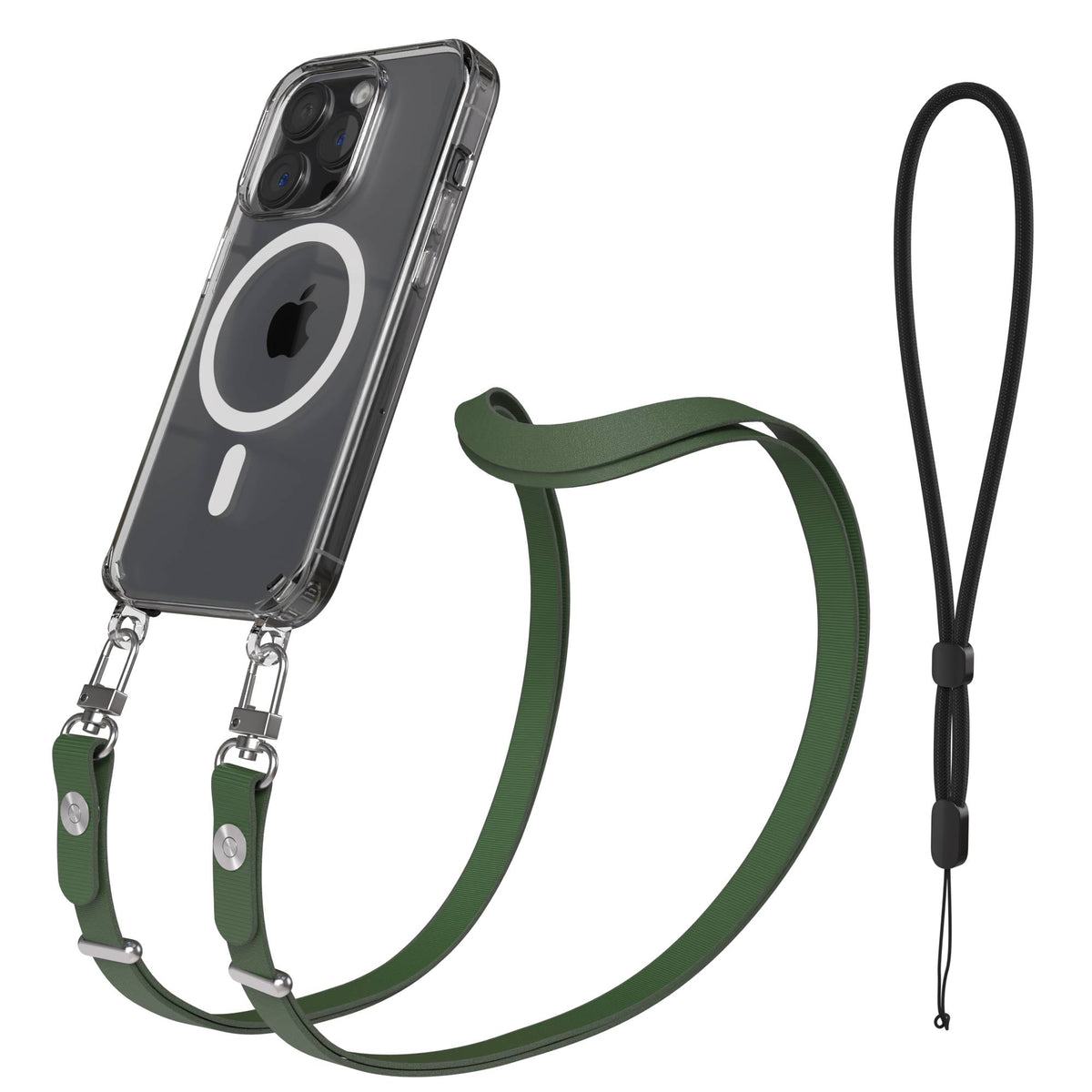 iPhone 15 Pro MagSafe Hülle mit magnetischer Crossbody Handykette von EAZY CASE #farbe_grun-magsafe-funktion-mit-magsafe
