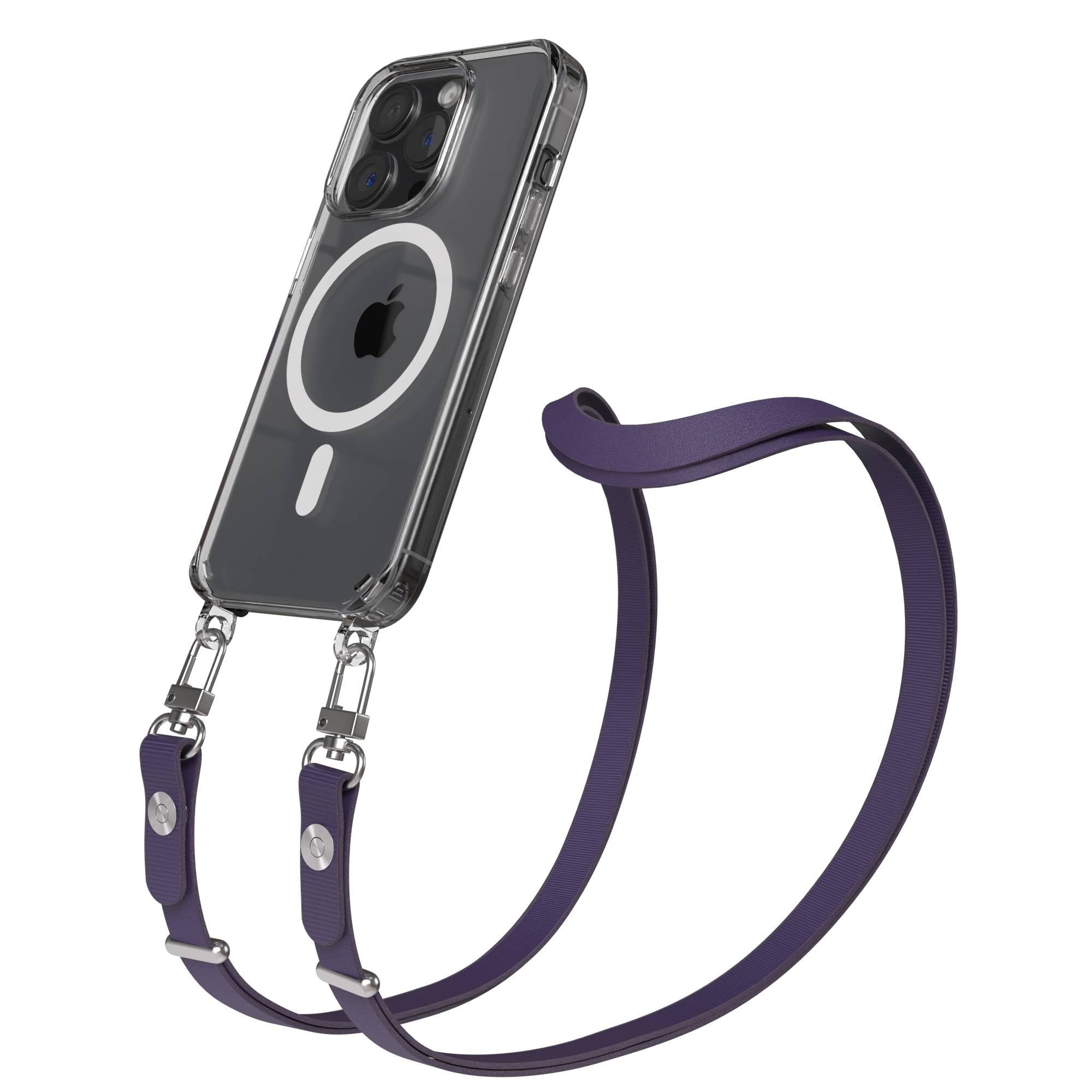 iPhone 15 Pro MagSafe Hülle mit magnetischer Crossbody Handykette von EAZY CASE #farbe_lila-magsafe-funktion-mit-magsafe