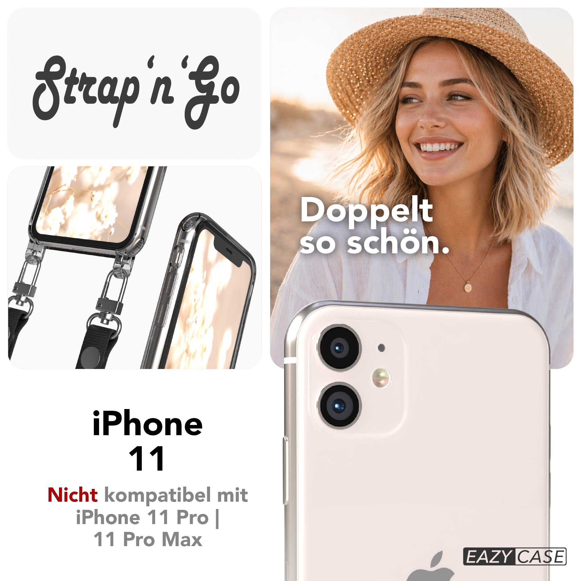 Apple iPhone 11 Schutzhülle mit magnetisch verstellbarem Crossbody-Umhängeband