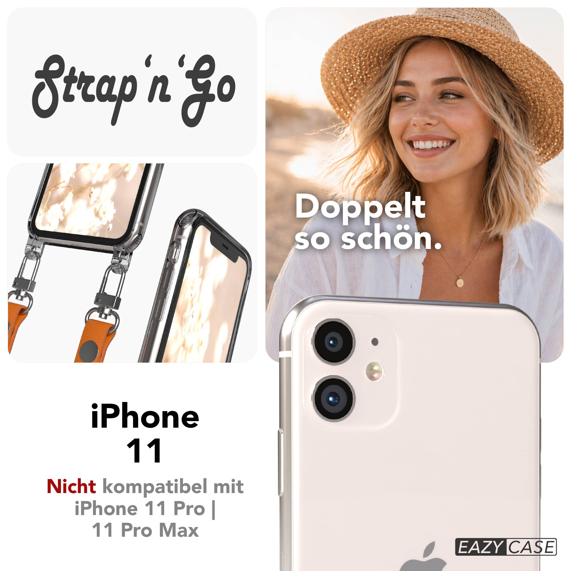 Apple iPhone 11 Schutzhülle mit magnetisch verstellbarem Crossbody-Umhängeband