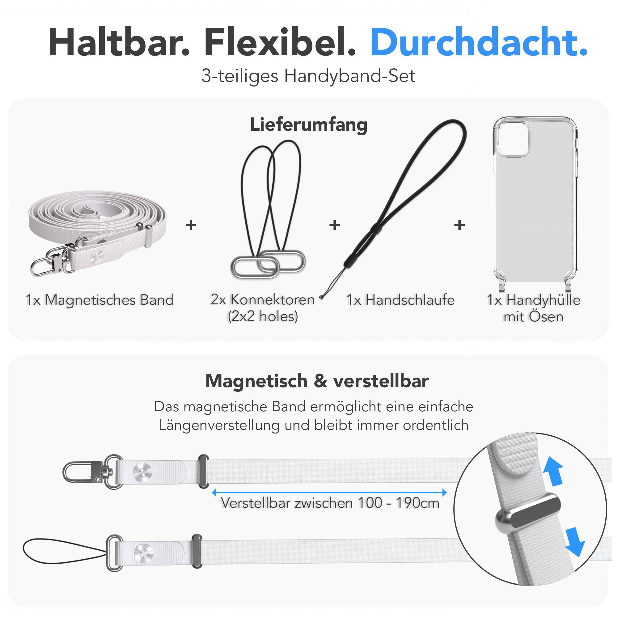 Apple iPhone 11 Schutzhülle mit magnetisch verstellbarem Crossbody-Umhängeband