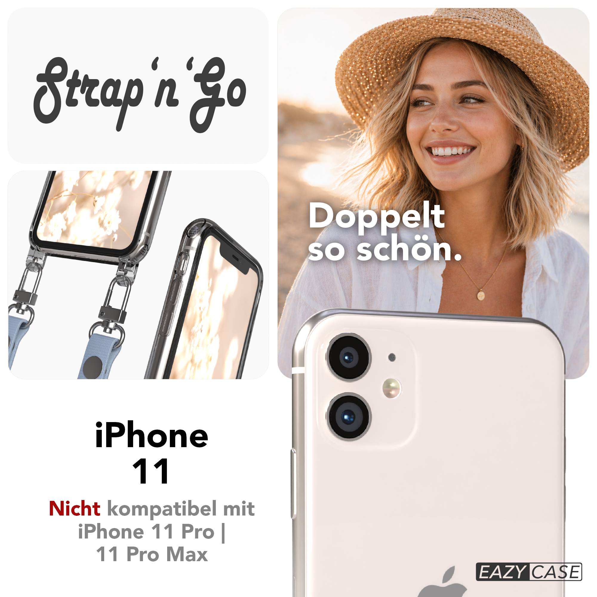 Apple iPhone 11 Schutzhülle mit magnetisch verstellbarem Crossbody-Umhängeband