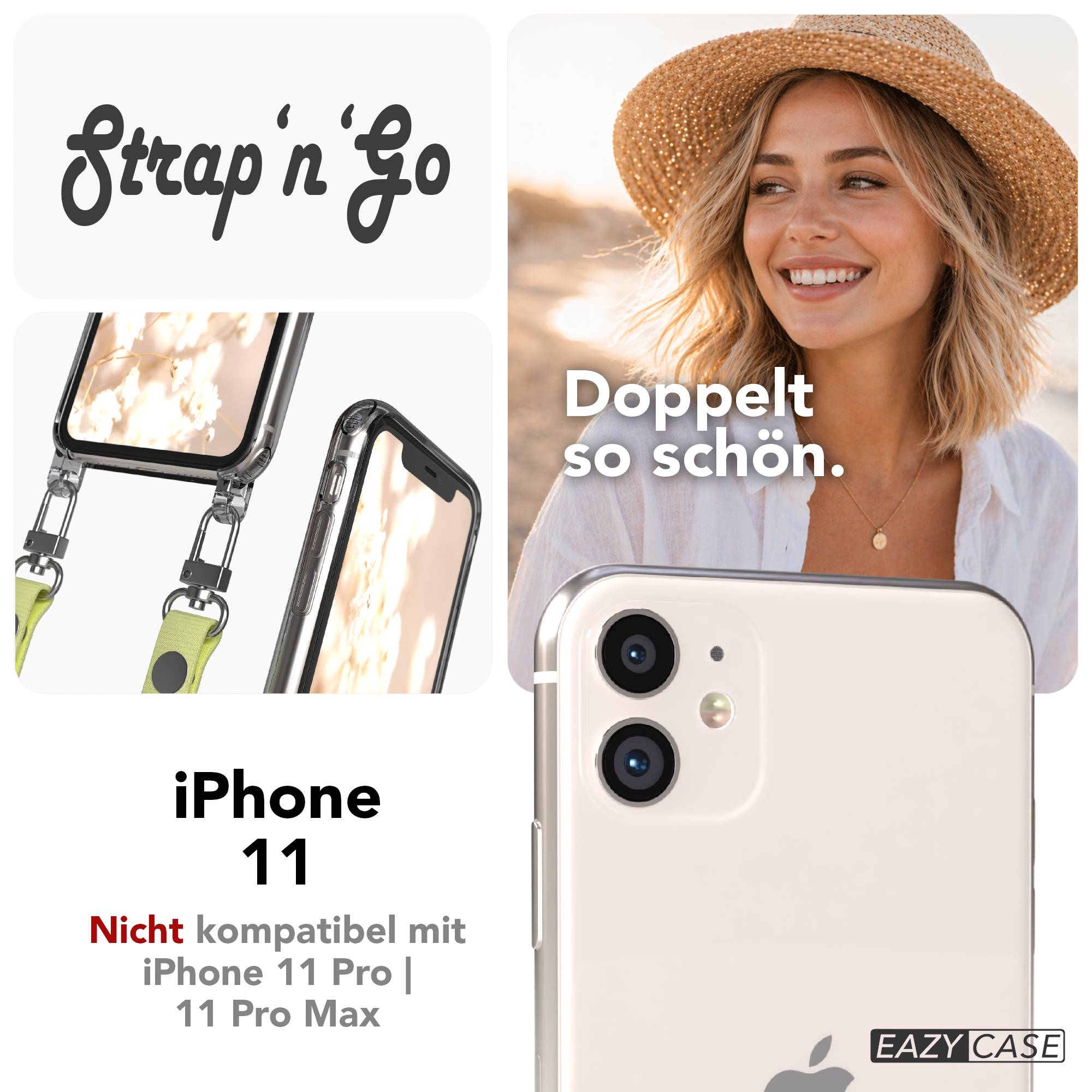 Apple iPhone 11 Schutzhülle mit magnetisch verstellbarem Crossbody-Umhängeband