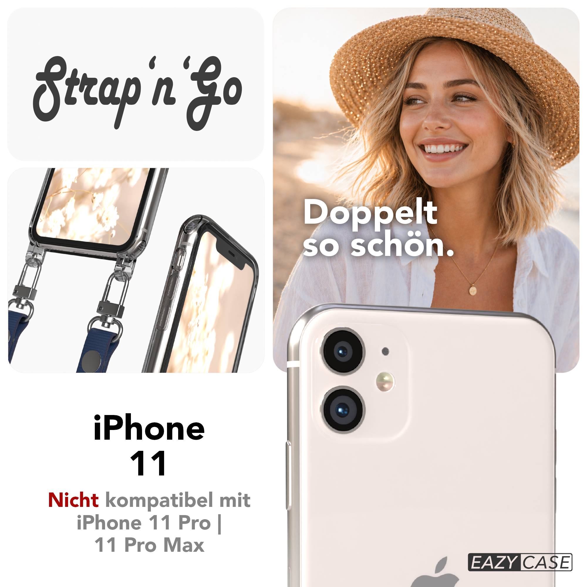 Apple iPhone 11 Schutzhülle mit magnetisch verstellbarem Crossbody-Umhängeband