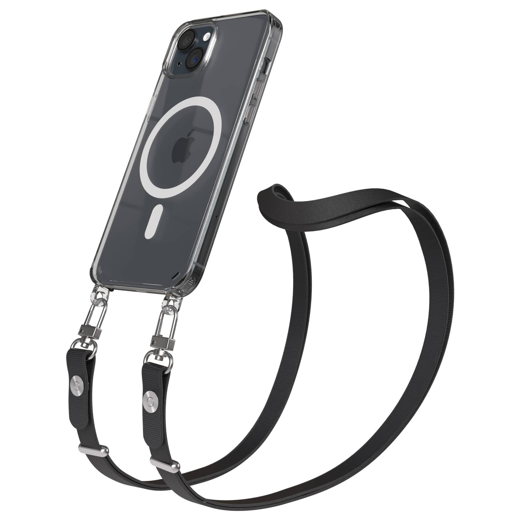 iPhone 15 Plus MagSafe Hülle mit magnetischem Crossbody-Umhängeband #farbe_schwarz-magsafe-funktion-mit-magsafe