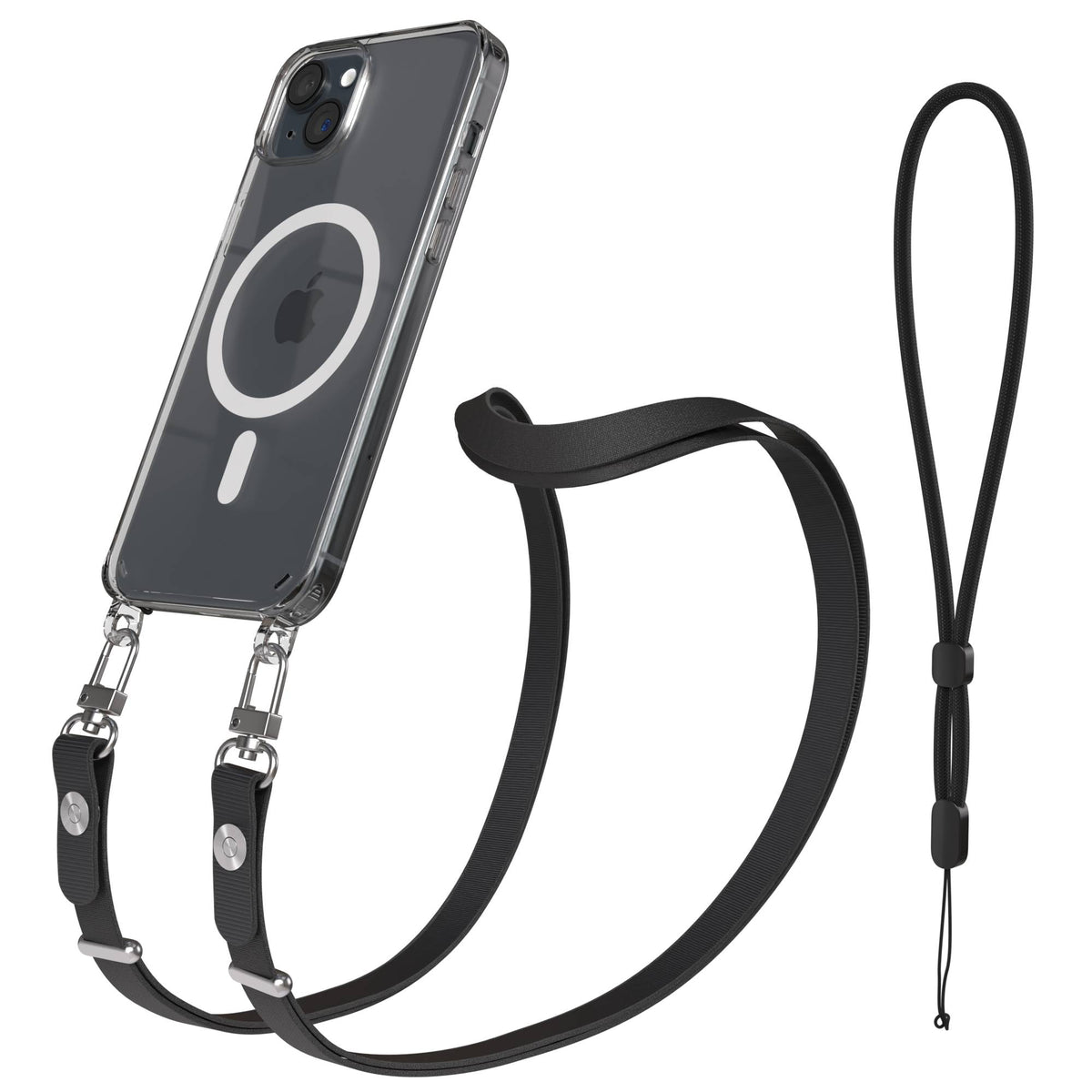 iPhone 15 Plus MagSafe Hülle mit magnetischem Crossbody-Umhängeband #farbe_schwarz-magsafe-funktion-mit-magsafe