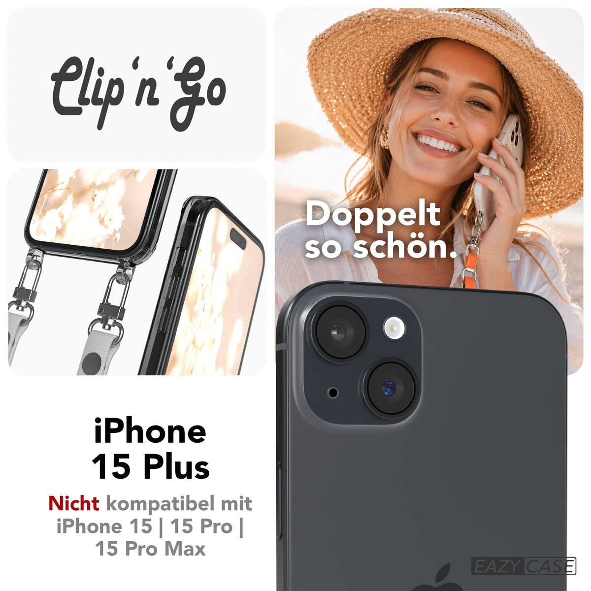 iPhone 15 Plus MagSafe Hülle mit magnetischem Crossbody-Umhängeband #farbe_grau-magsafe-funktion-mit-magsafe