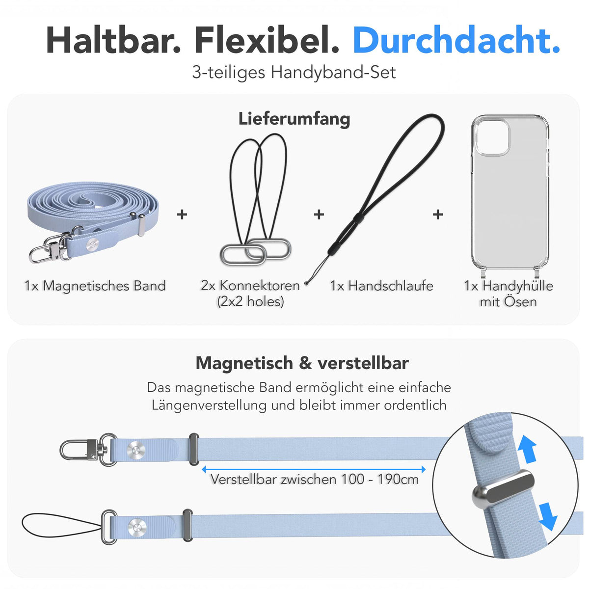 iPhone 12 Pro Schutzhülle mit magnetisch verstellbarem Crossbody-Umhängeband