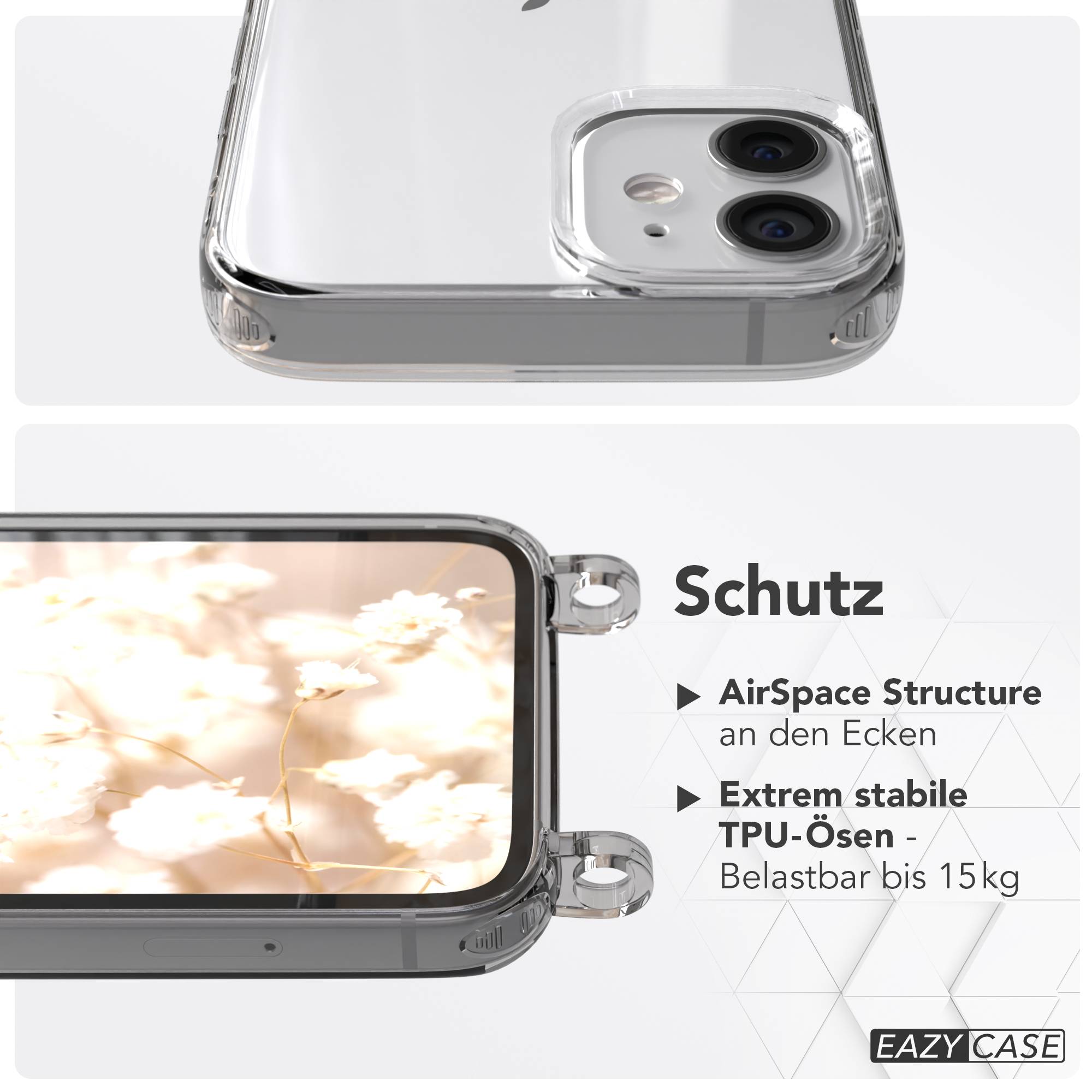 iPhone 12 Mini Schutzhülle mit magnetisch verstellbarer Crossbody Handykette zum Umhängen