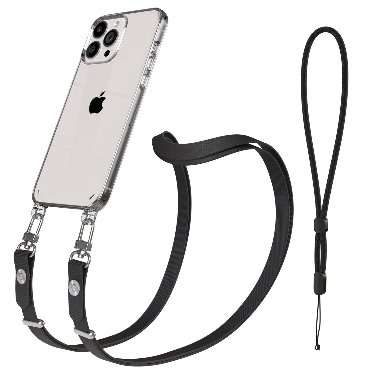 Apple iPhone 13 Pro Max Schutzhülle mit magnetischem Crossbody Umhängeband #farbe_schwarz