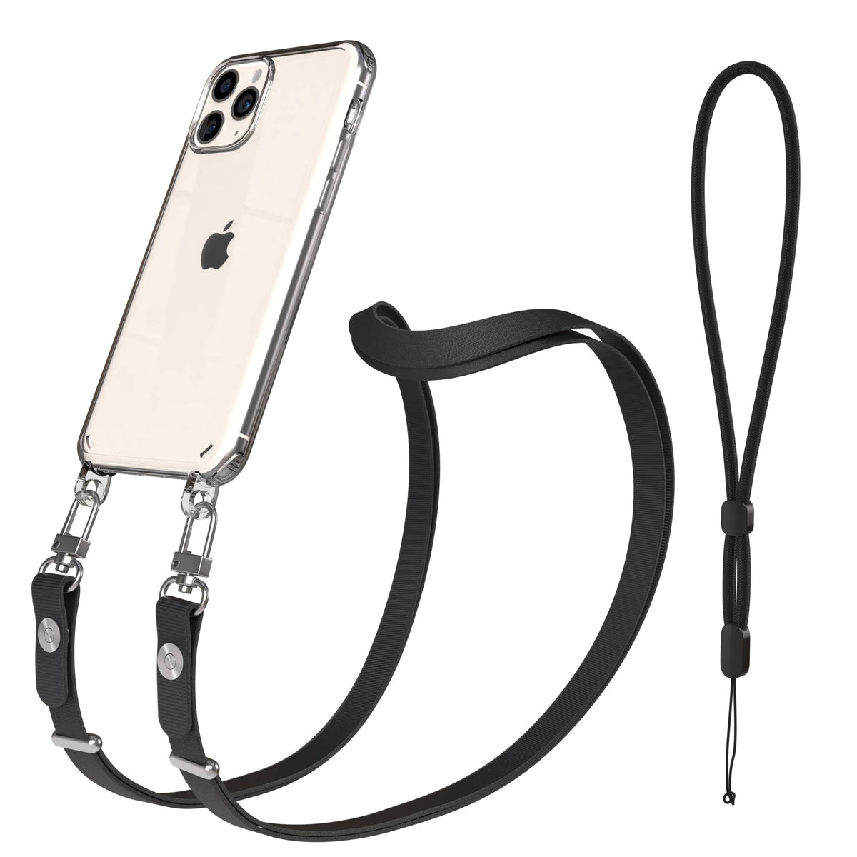Apple iPhone 11 Pro Schutzhülle mit magnetisch verstellbarem Crossbody-Umhängeband #farbe_schwarz