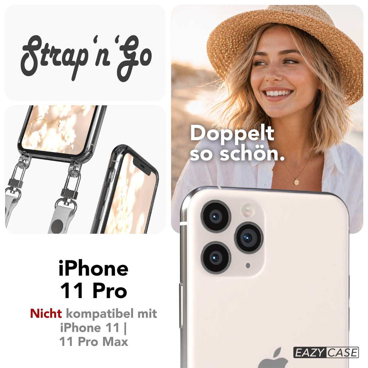 Apple iPhone 11 Pro Schutzhülle mit magnetisch verstellbarem Crossbody-Umhängeband