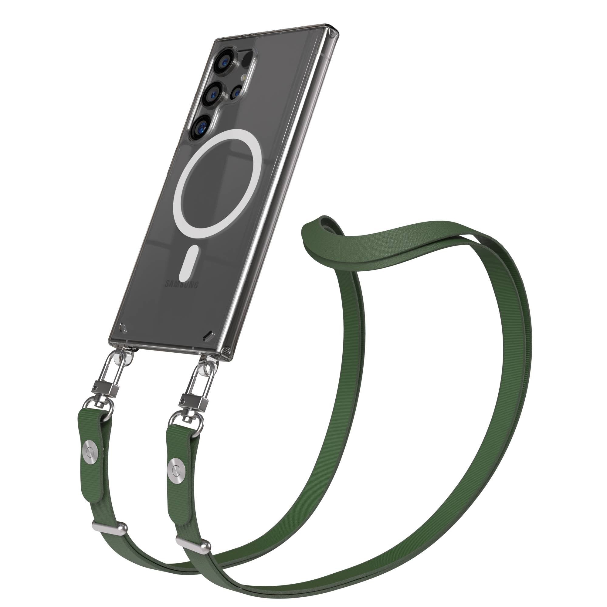 Samsung Galaxy S24 Ultra MagSafe Hülle mit magnetischer Crossbody Handykette #farbe_grun-magsafe-funktion-mit-magsafe