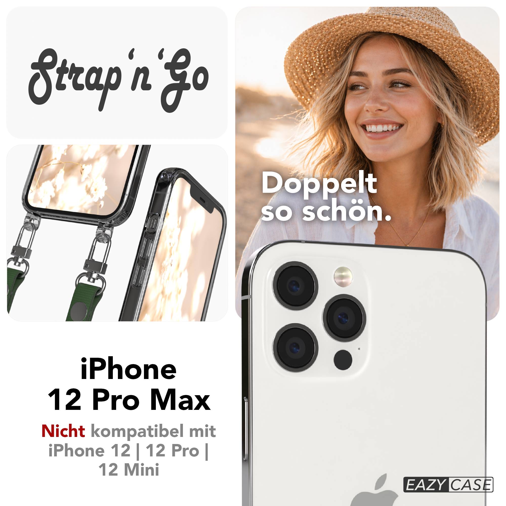 iPhone 12 Pro Max Schutzhülle mit magnetisch verstellbarem Crossbody-Umhängeband