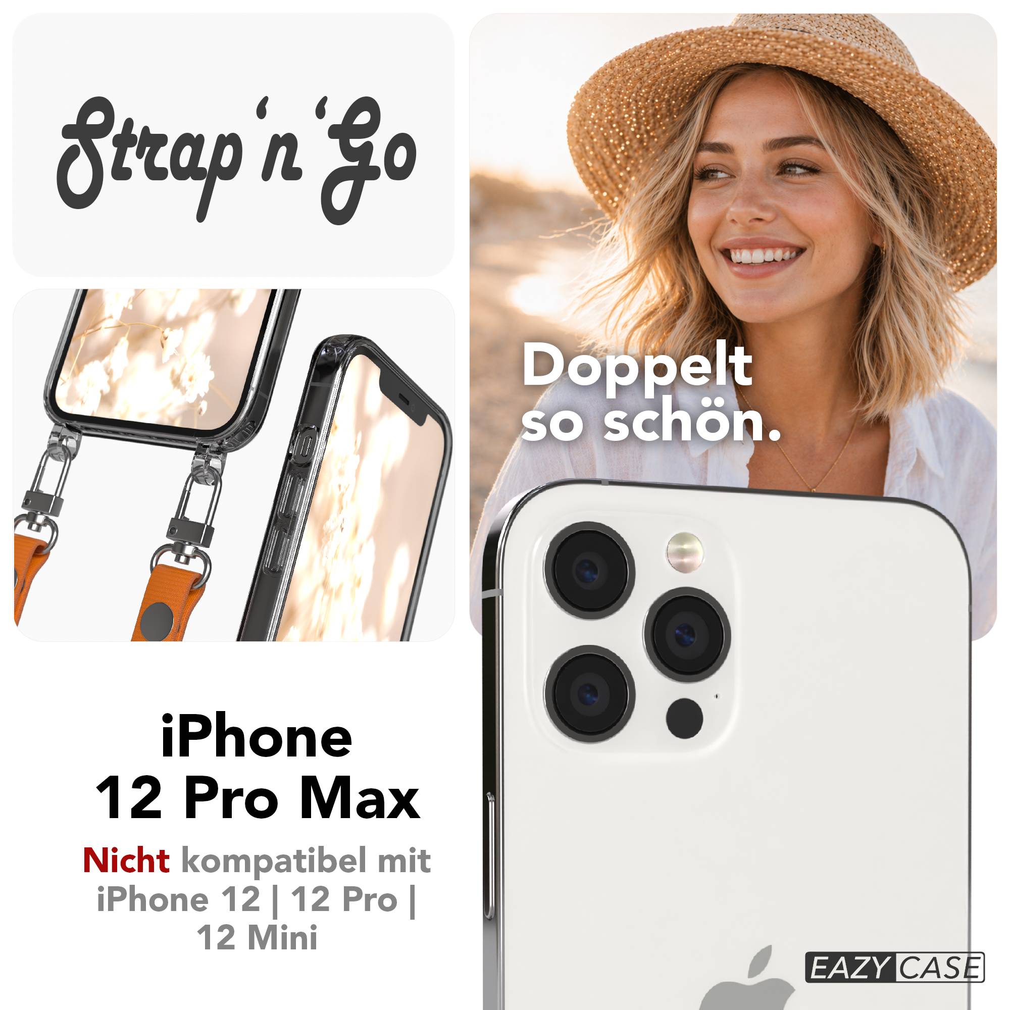 iPhone 12 Pro Max Schutzhülle mit magnetisch verstellbarem Crossbody-Umhängeband