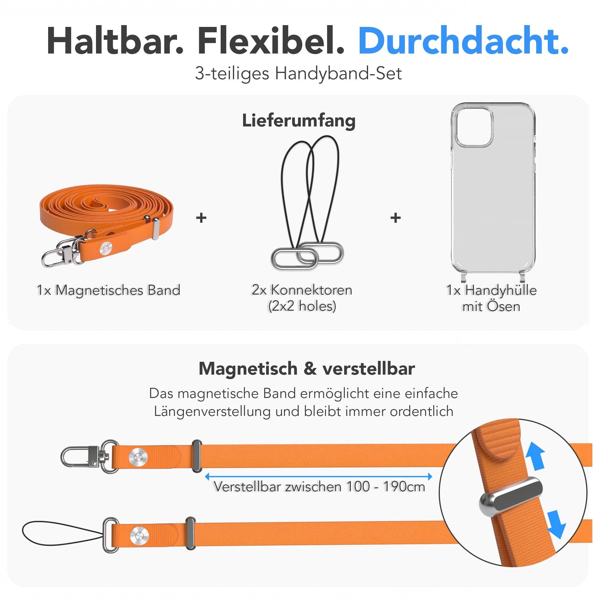 iPhone 12 Pro Max Schutzhülle mit magnetisch verstellbarem Crossbody-Umhängeband